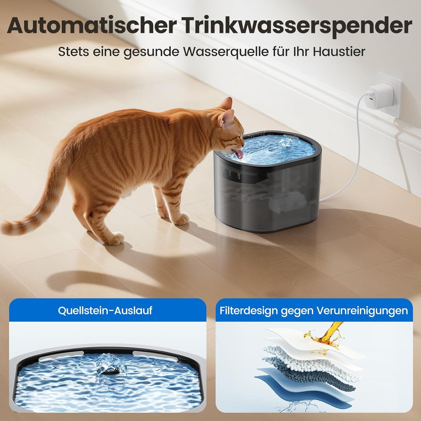 Automatischer Katzenfutterspender mit Katzenbrunnen