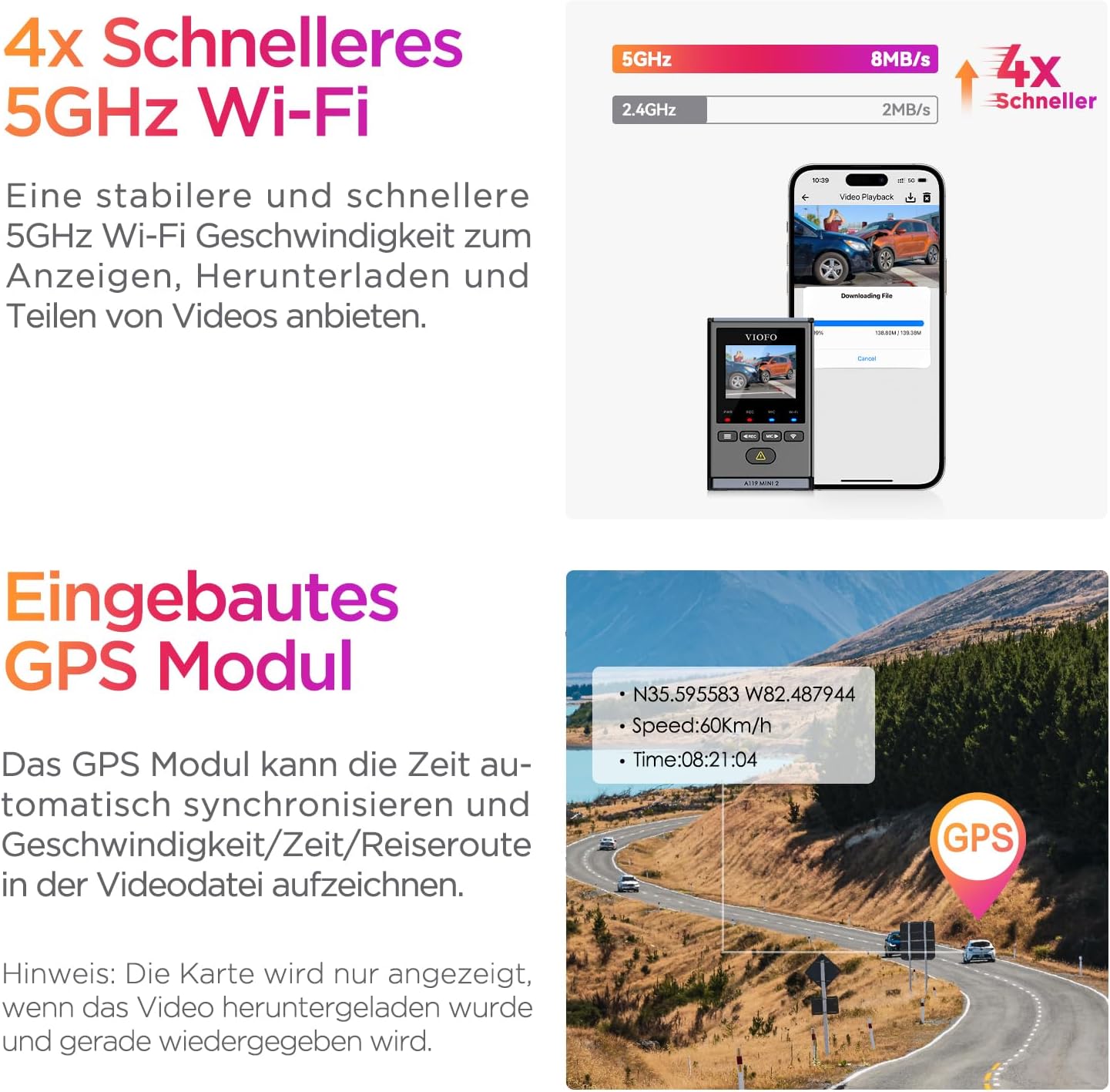 Dashcam A119 Mini 2 mit 2,7K und GPS, A119 Mini 2