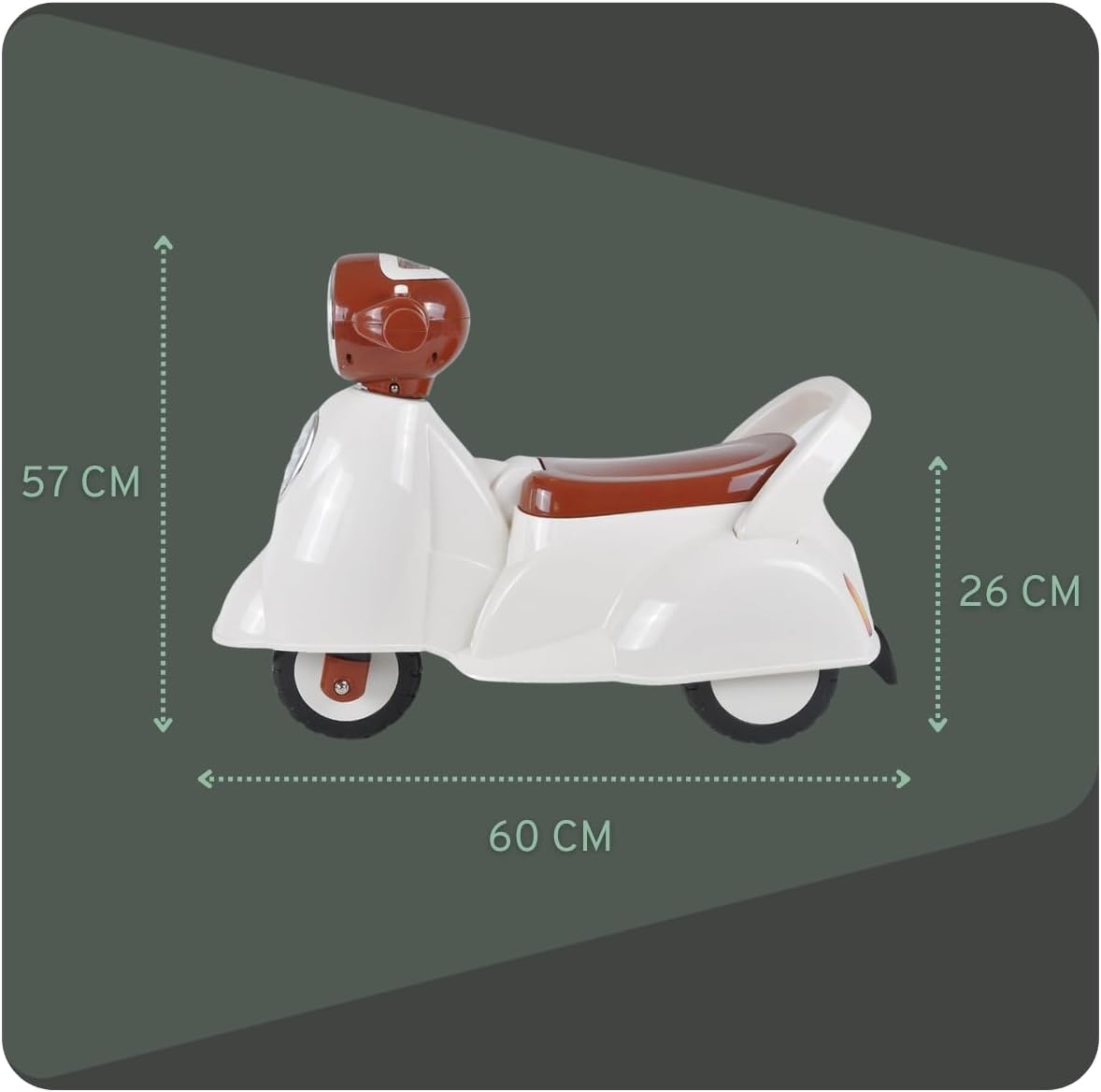 Laufroller Retro Scooter mit Stauraum & Hupe, Weiss