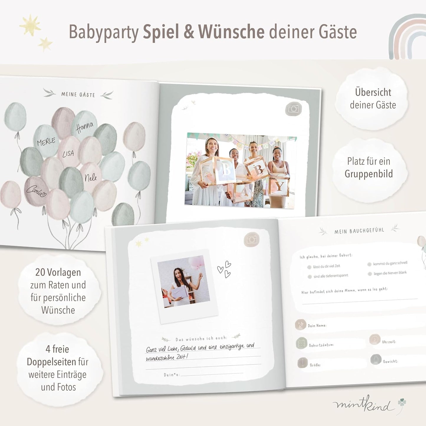 Gästebuch für Babyparty, Babyparty Rosa