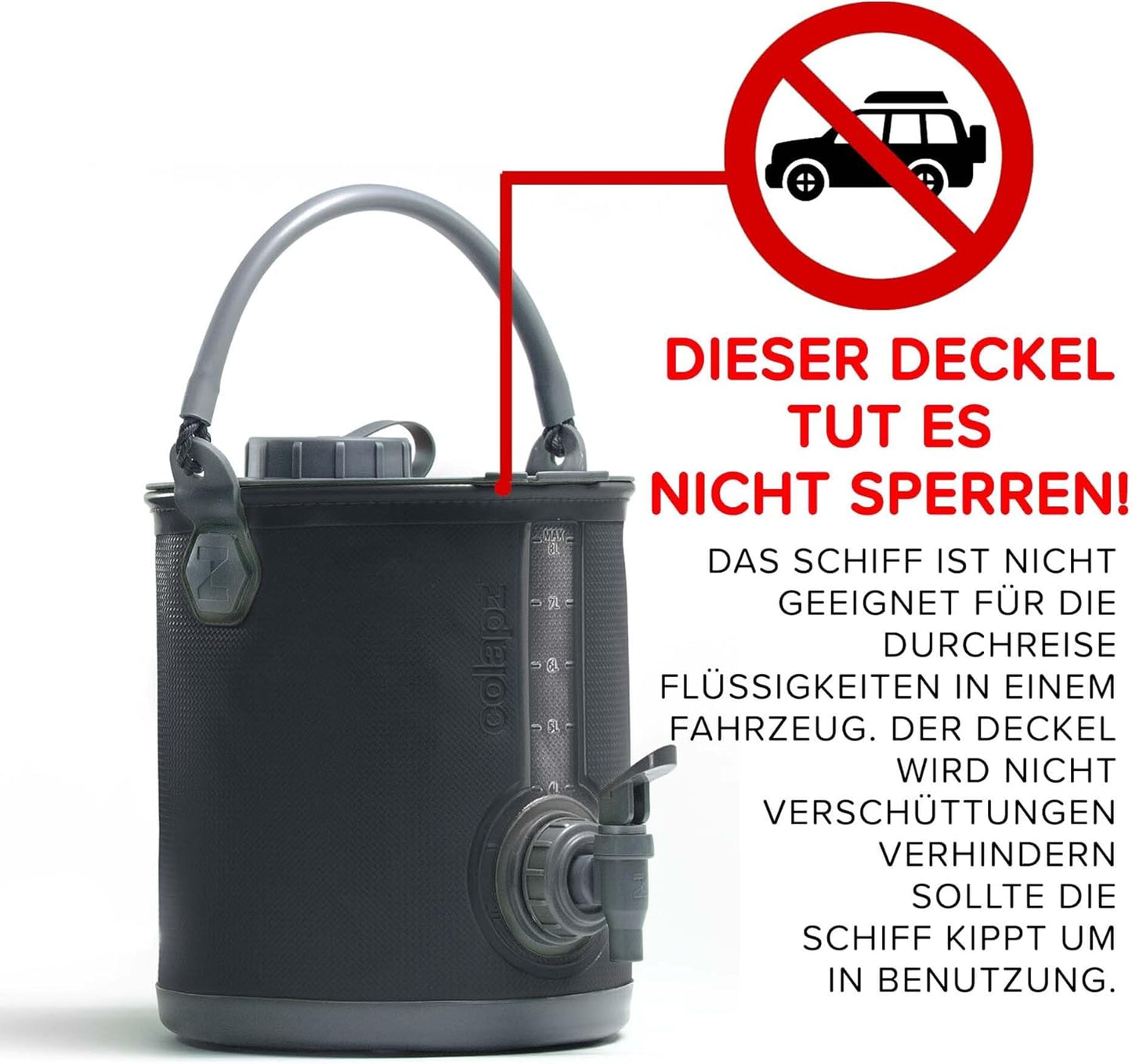 2-in-1 Faltbarer Wasserkanister mit Hahn, 8l, Grau
