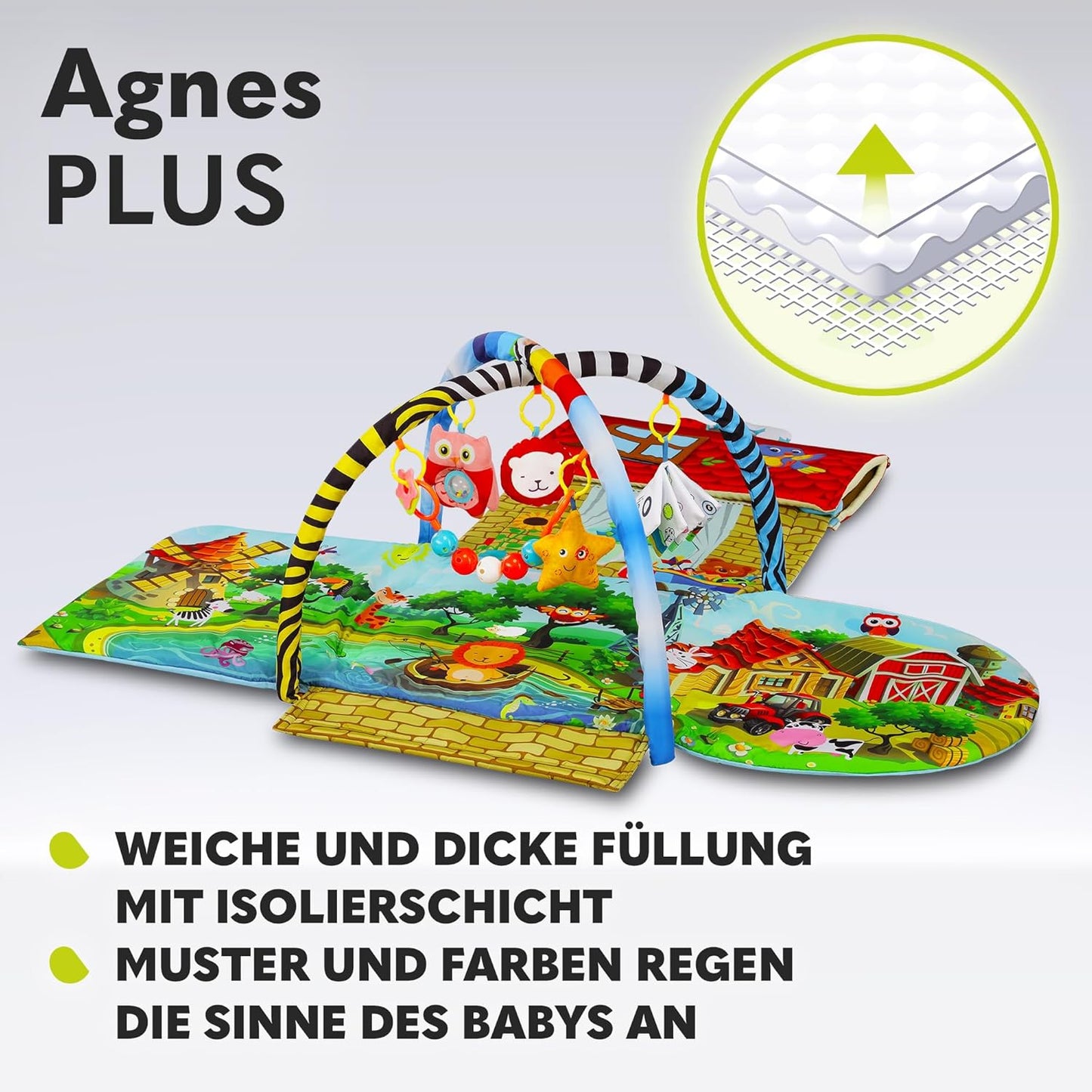 2in1 Krabbeldecke Agnes Plus mit Spielbogen und Spielhaus