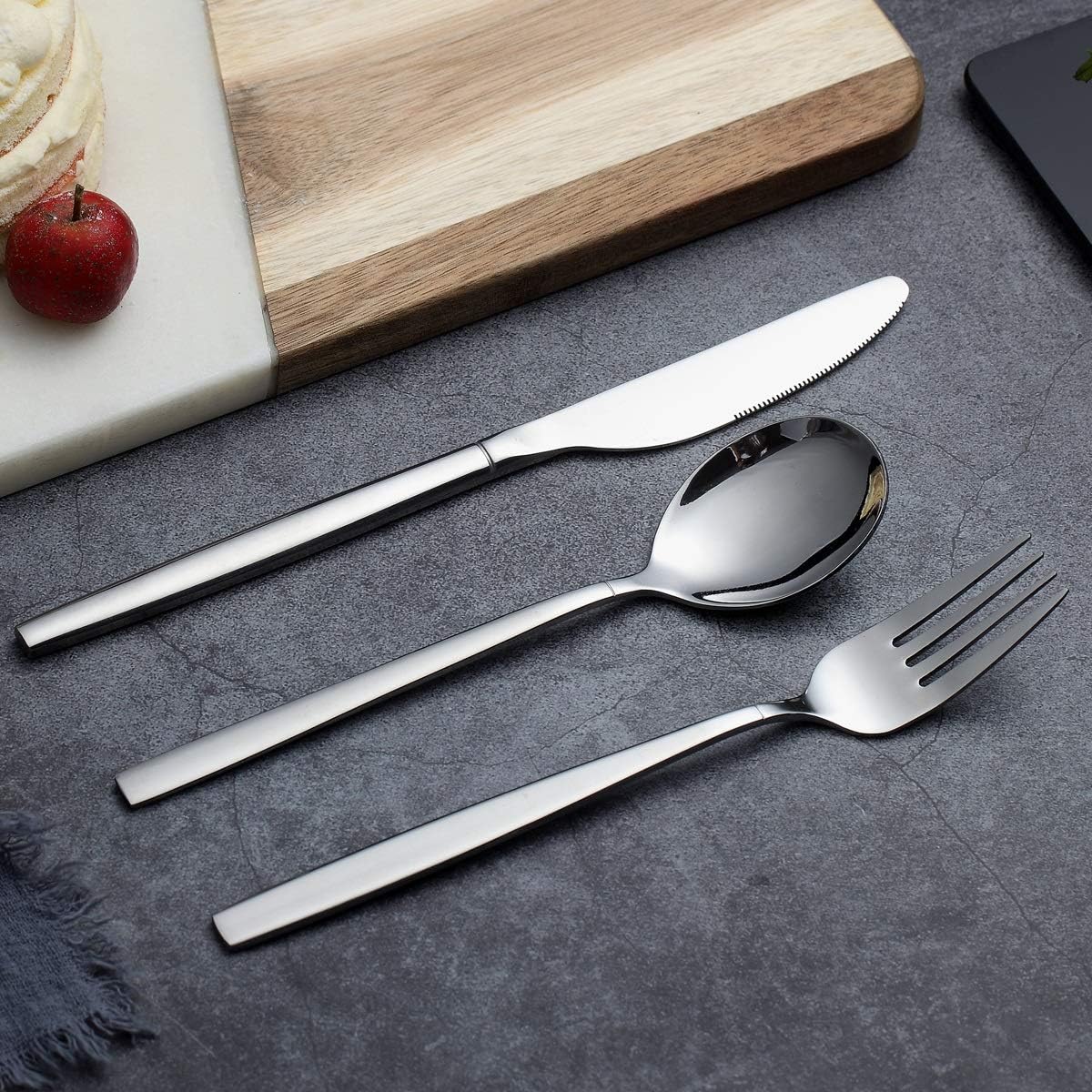 Edelstahl Besteckset für 6 Personen (30-teilig), 07. Silber