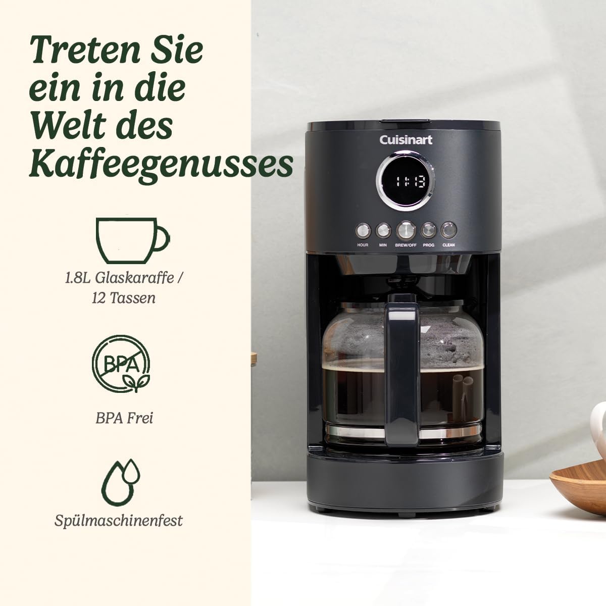 Filterkaffeemaschine mit Karaffe, 12 Tassen Schwarz