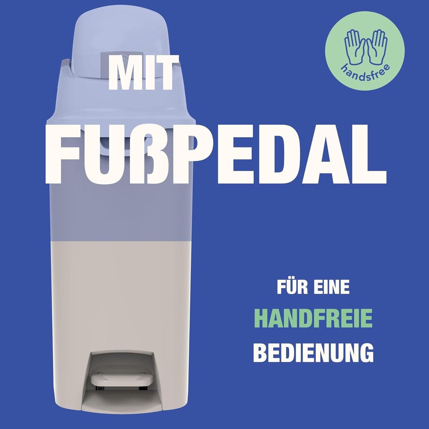 Windeleimer mit Pedal, geruchsdicht, ohne Nachfüllkassetten, beige