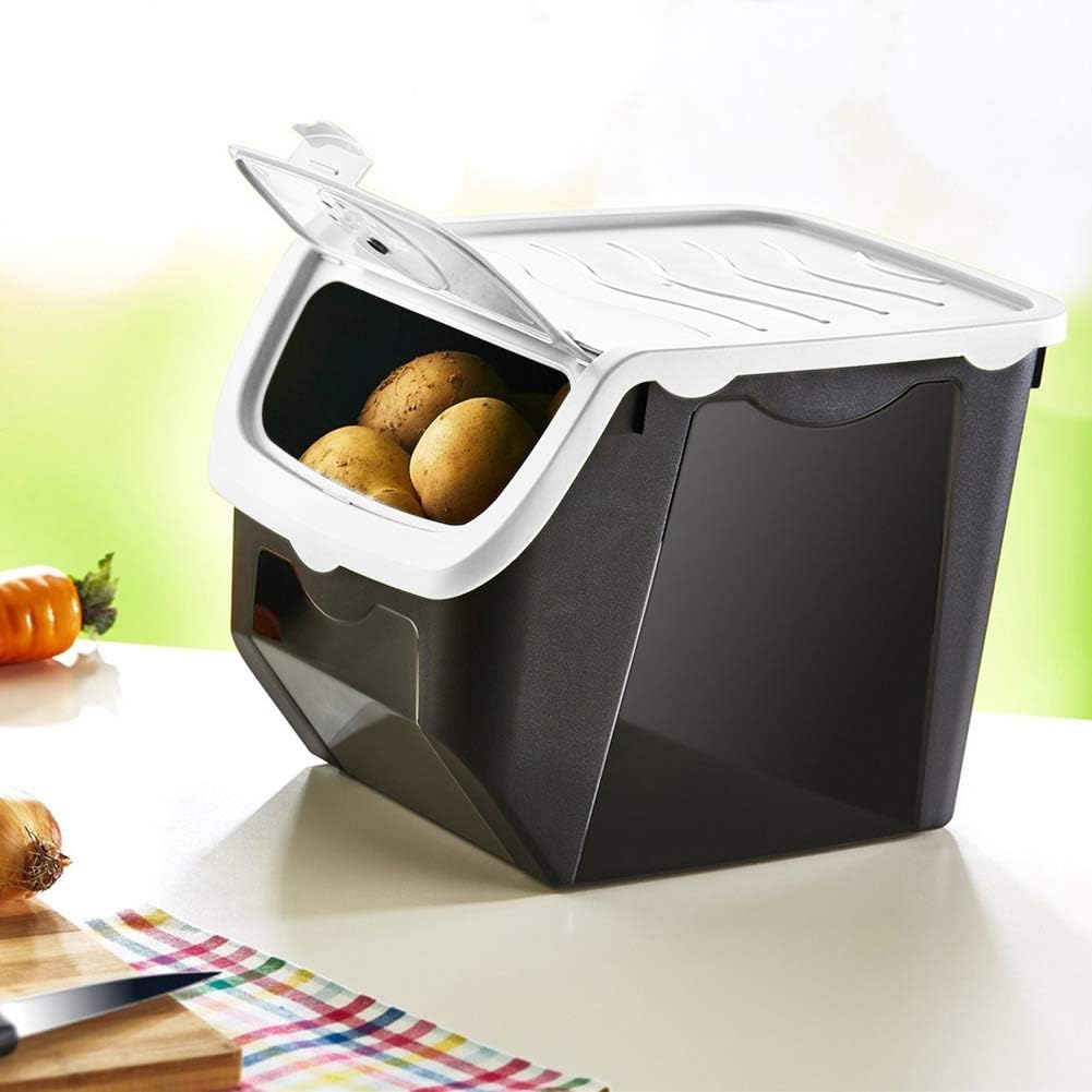 Aufbewahrungsbox mit Deckel für Zwiebeln, Kartoffeln oder Knoblauch, Weiss