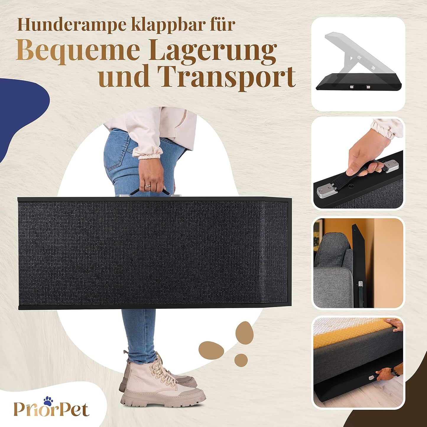 Höhenverstellbare Hunderampe, Jet Schwarz