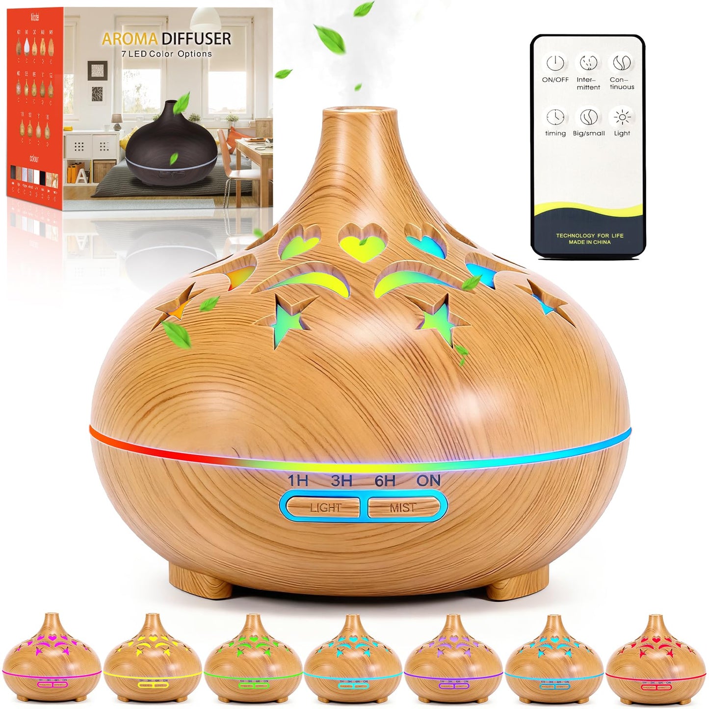 Aroma Diffuser 550ML mit Fernbedienung und Timer