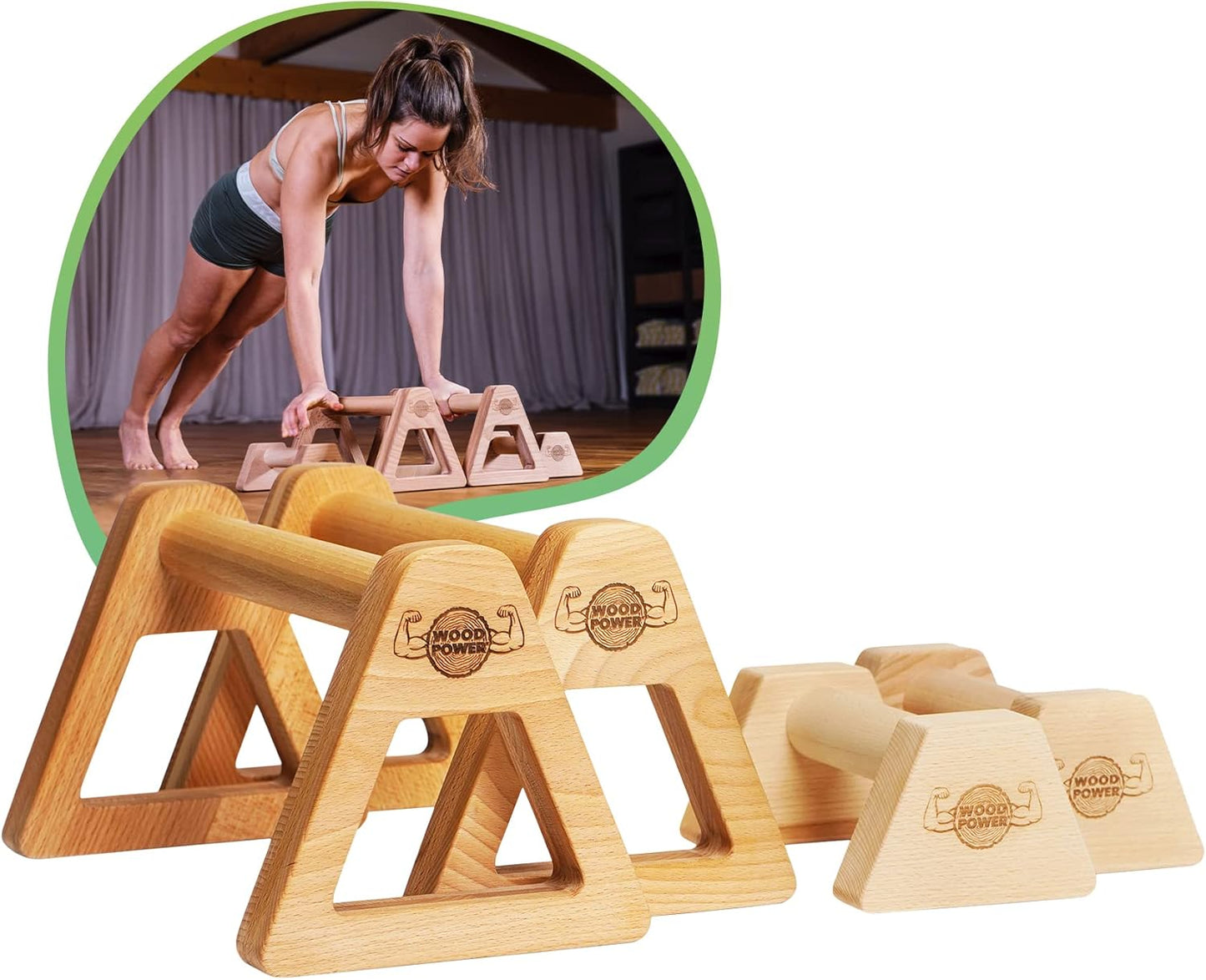 PowerBars Holz-Parallettes, XL + XS, Classic