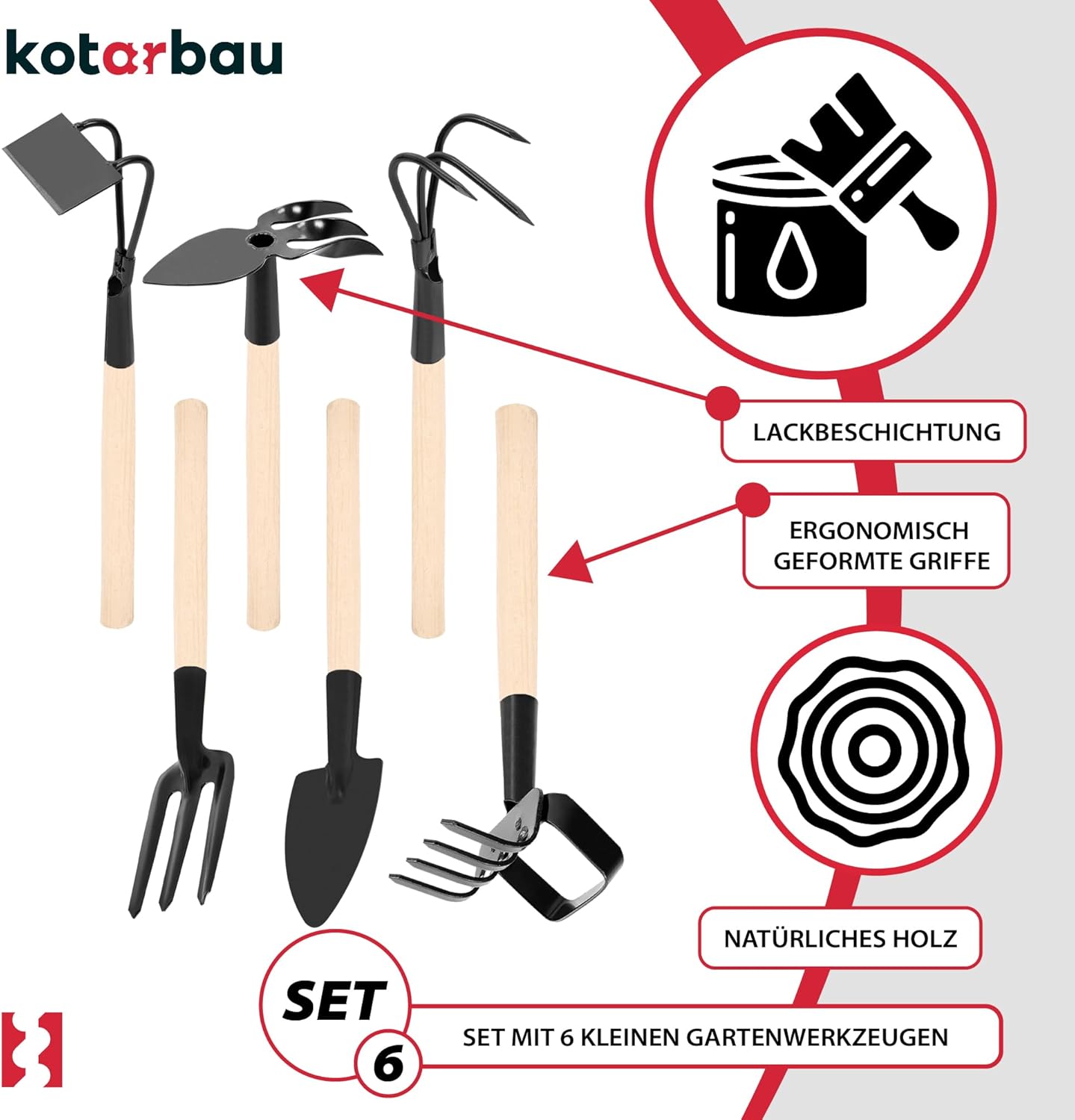 6-teiliges Gärtnerwerkzeug-Set