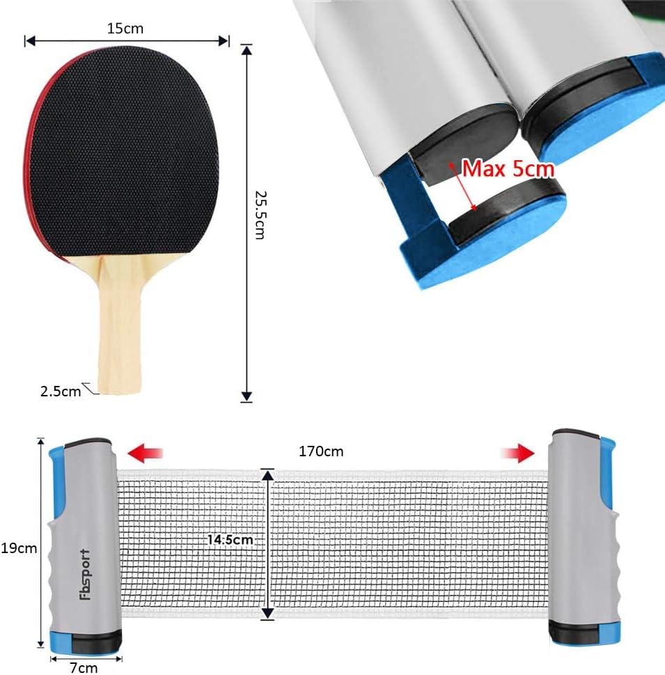 Tischtennis-Set mit Netz und Tasche, Grey pingpong