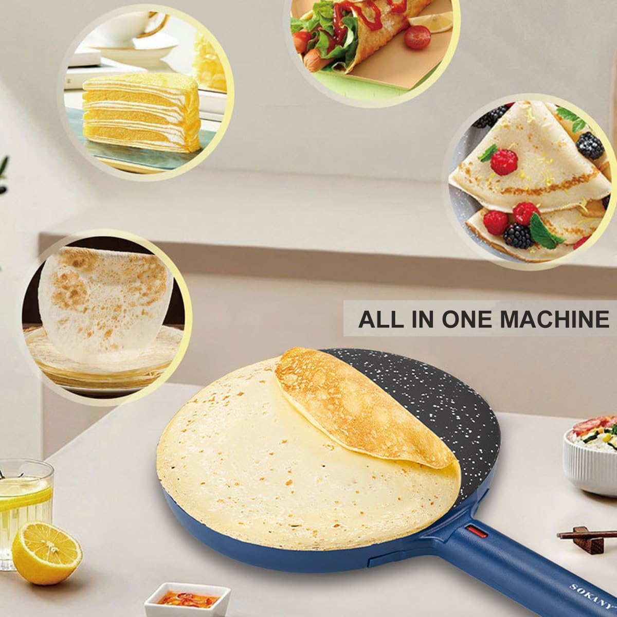Elektrischer Crêpes-Maker, Blau