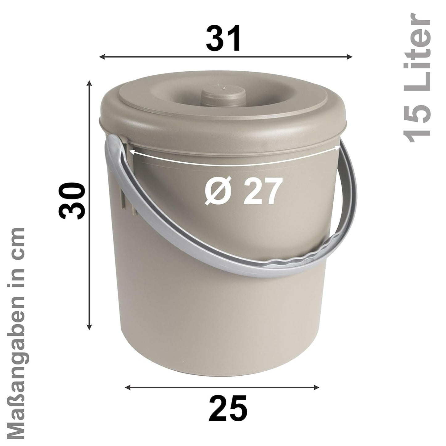 Mülleimer mit Deckel und Henkel, 15L, rund, Petrolblau 15 Liter