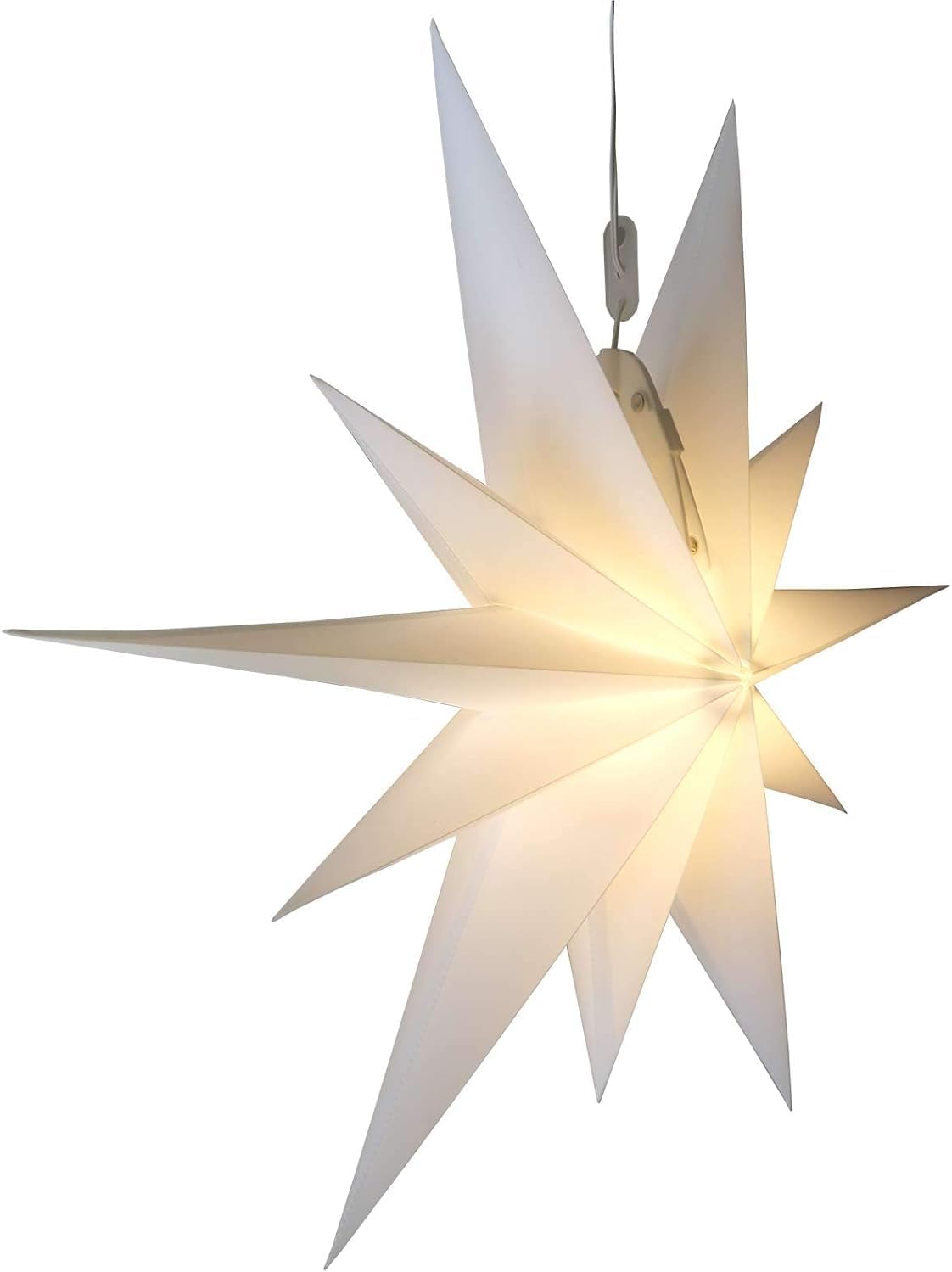 Leuchtender Weihnachtsstern mit Timer, Ø 50 cm - 11 Zacken Weiß