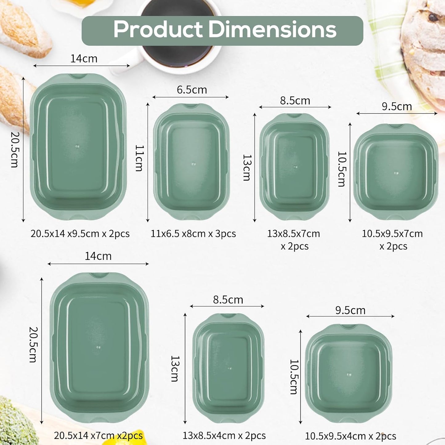 Frischhaltedosen-Set (15-teilig, BPA-frei), Grün Mehrere Grössen 15