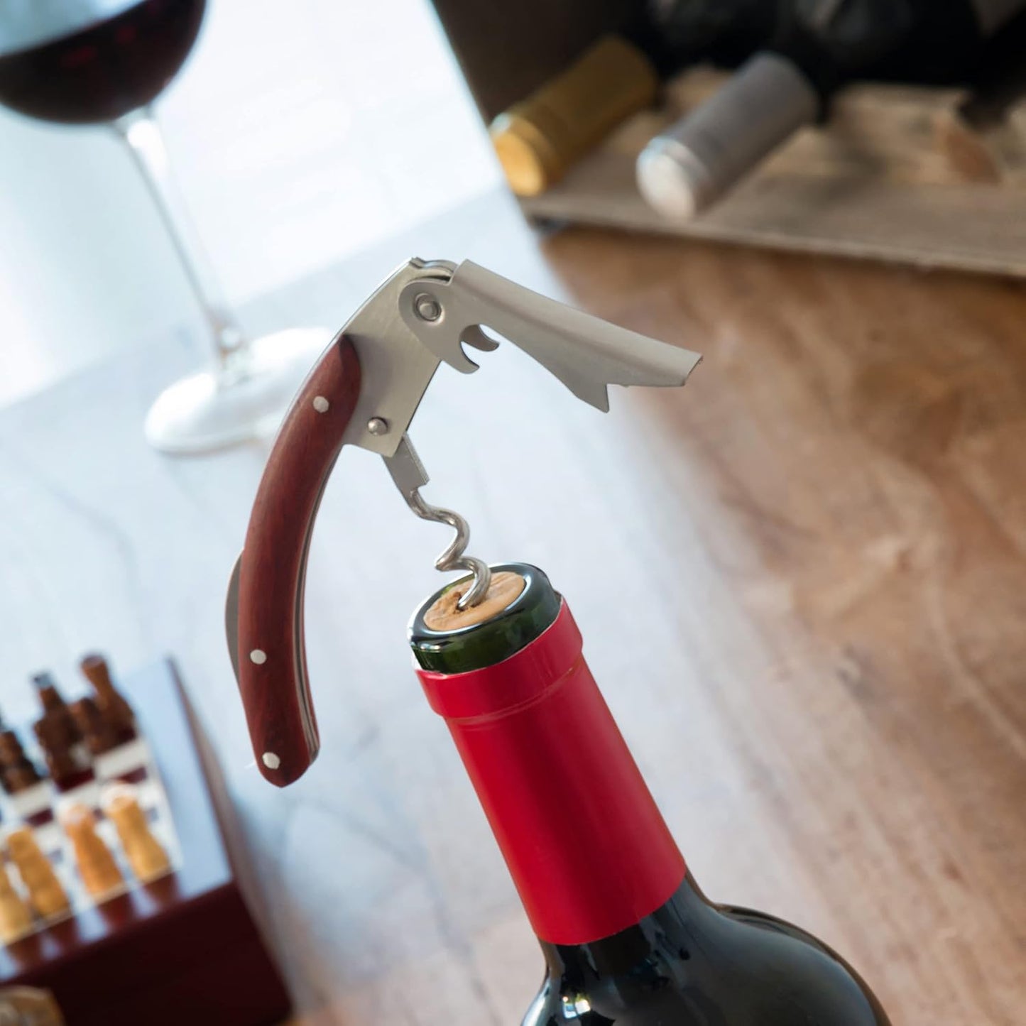 Weinzubehörset mit Schachspiel, Braun Einheitsgrösse