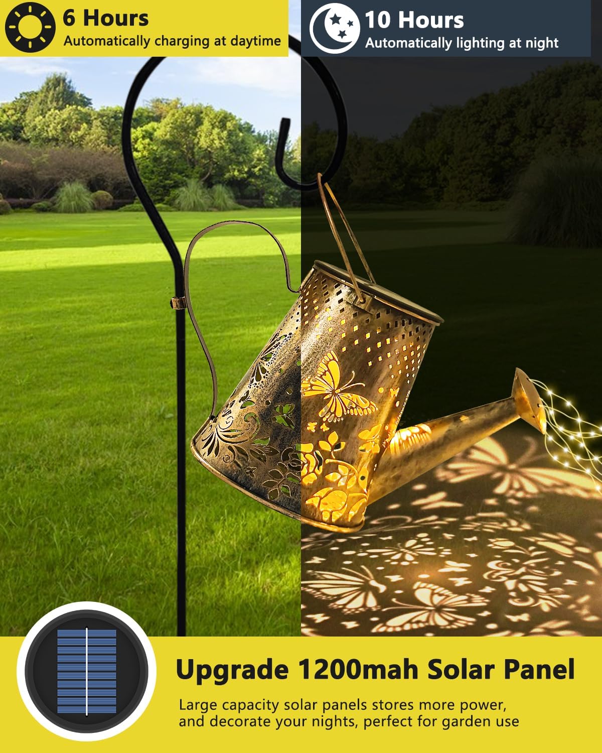 Solar Giesskanne Schmetterling mit Schäferhaken, 1 PCS Schmetterling
