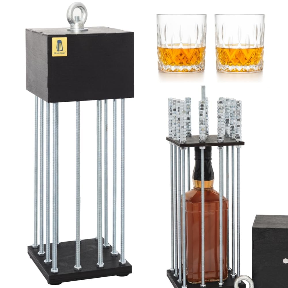 Flaschenkäfig mit 2 Gläsern, Alkoholkäfig + 2 Gläser