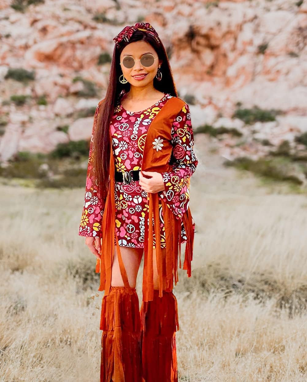 Hippie-Kostüm für Damen, L