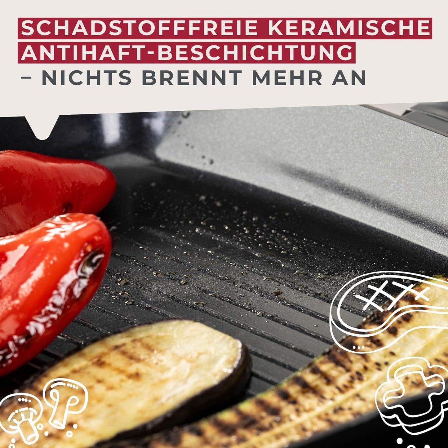 Grillpfanne mit Keramik Antihaftbeschichtung, 28 cm Grillpfanne