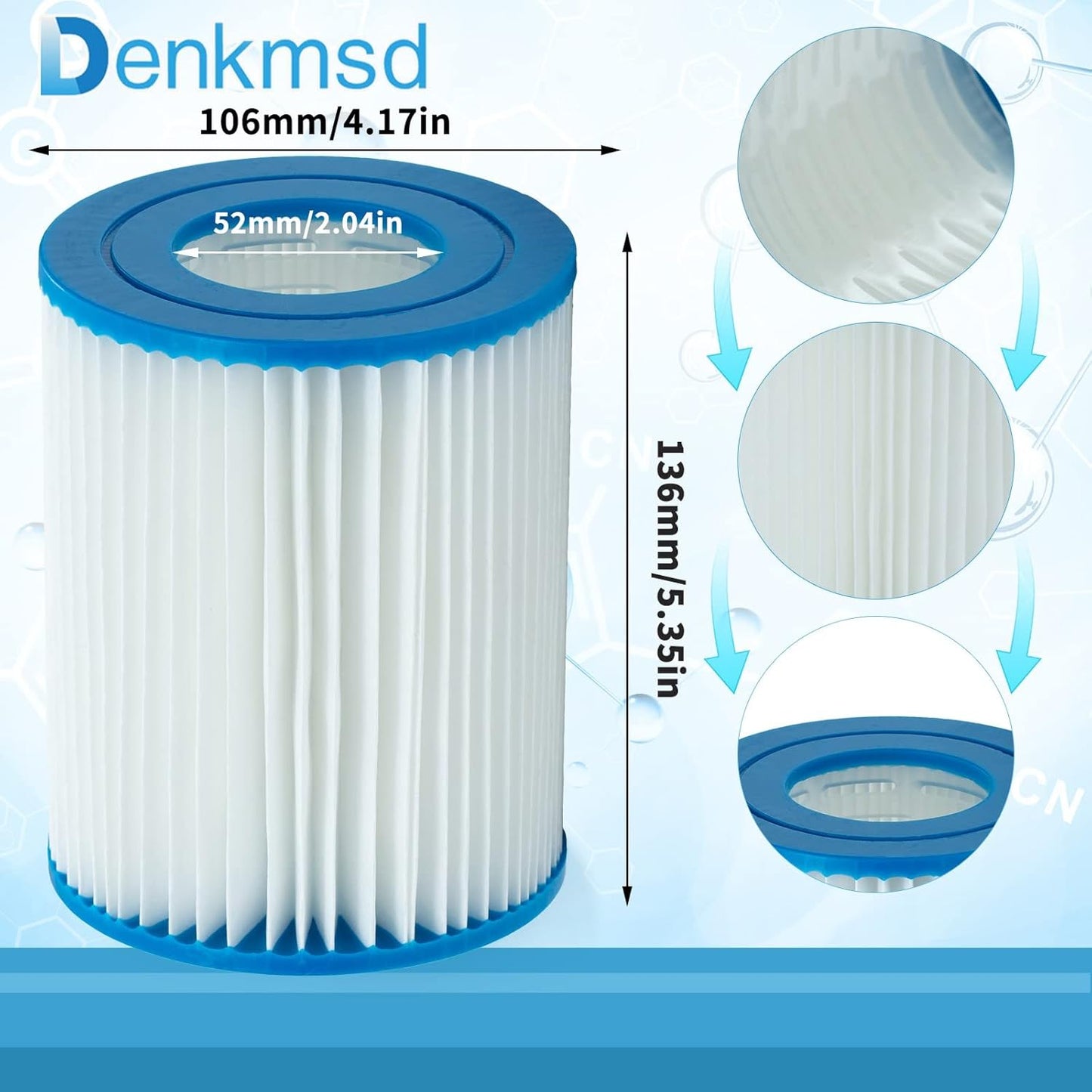 4-teiliges Filterkartuschen-Set Typ II für Poolfilter, 4 Stück