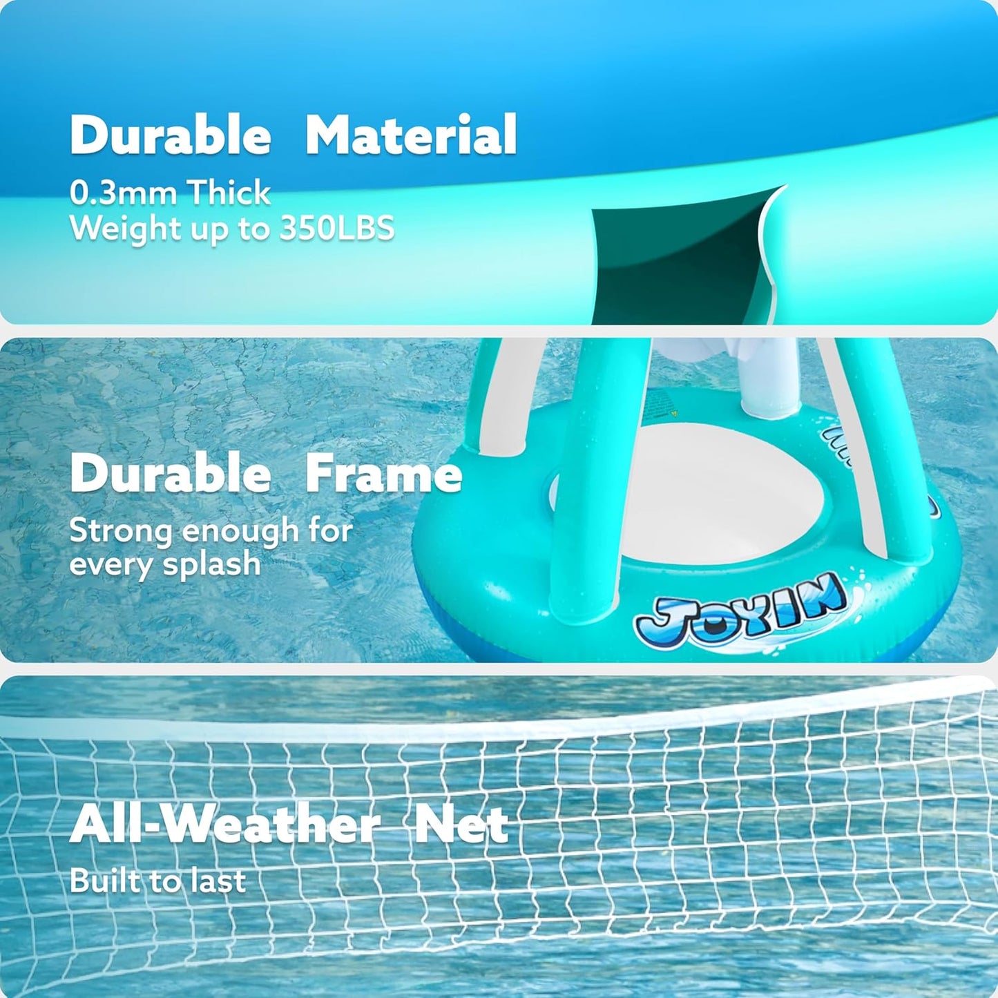 Aufblasbares Pool-Spielset mit Volleyball & Basketball, Blau