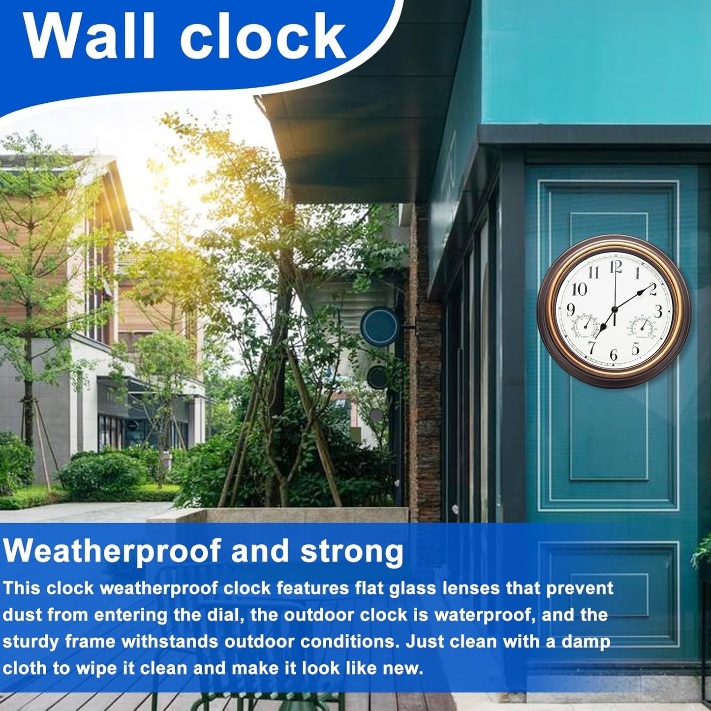 Wetterfeste Aussenuhr mit Thermometer & Hygrometer