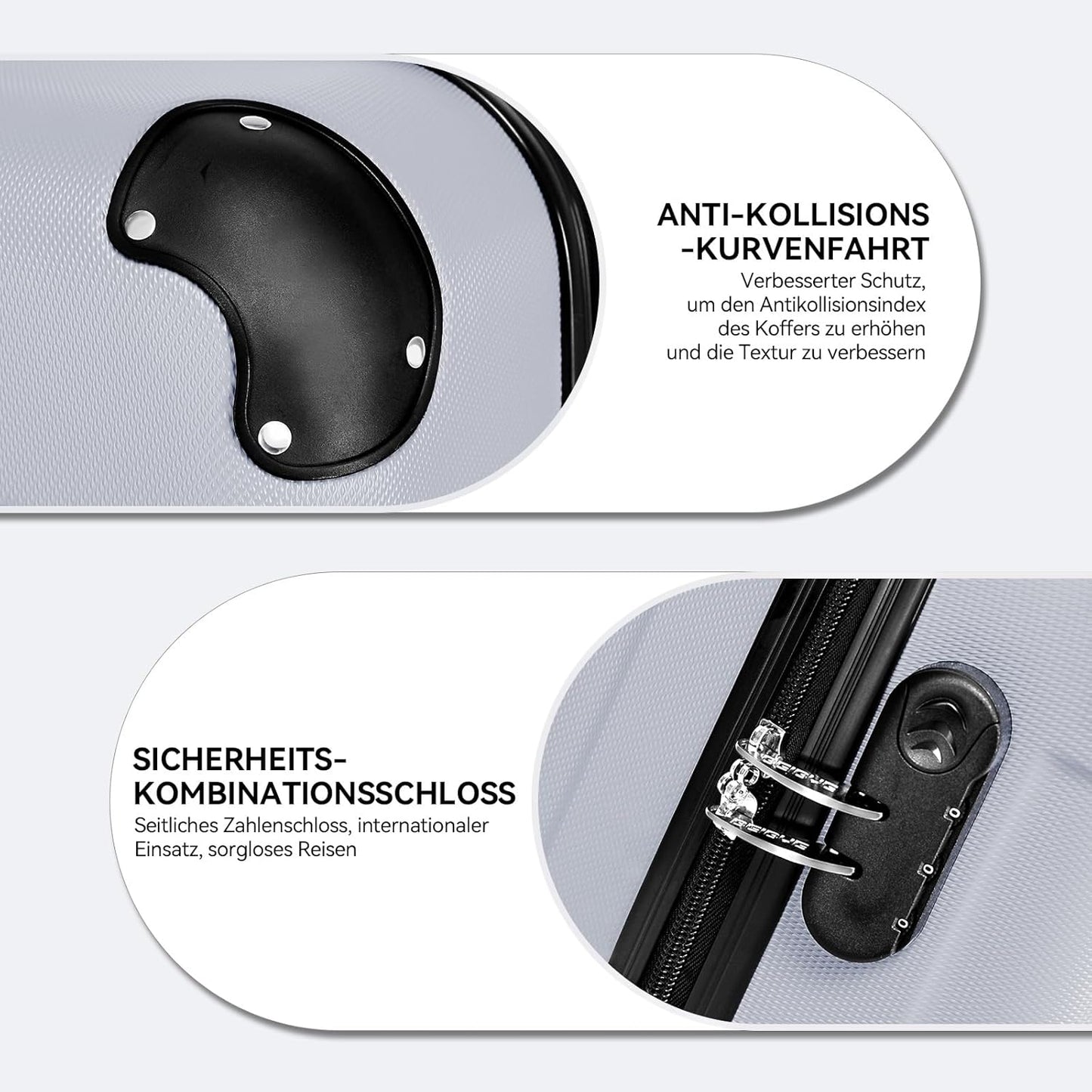 3-teiliges Hartschalen-Kofferset, Silber Set