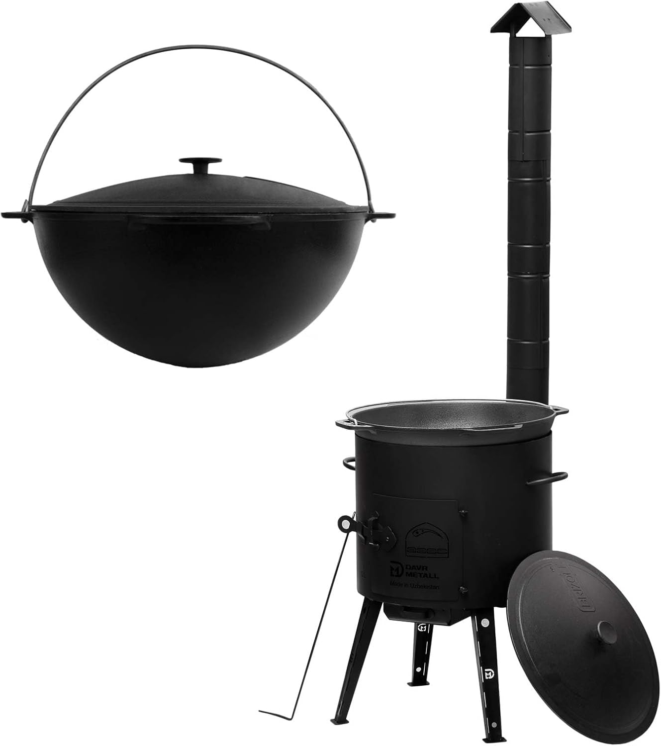 Utschak mit Kazan, Ø40 cm + 12 L, Gusseisen Deckel