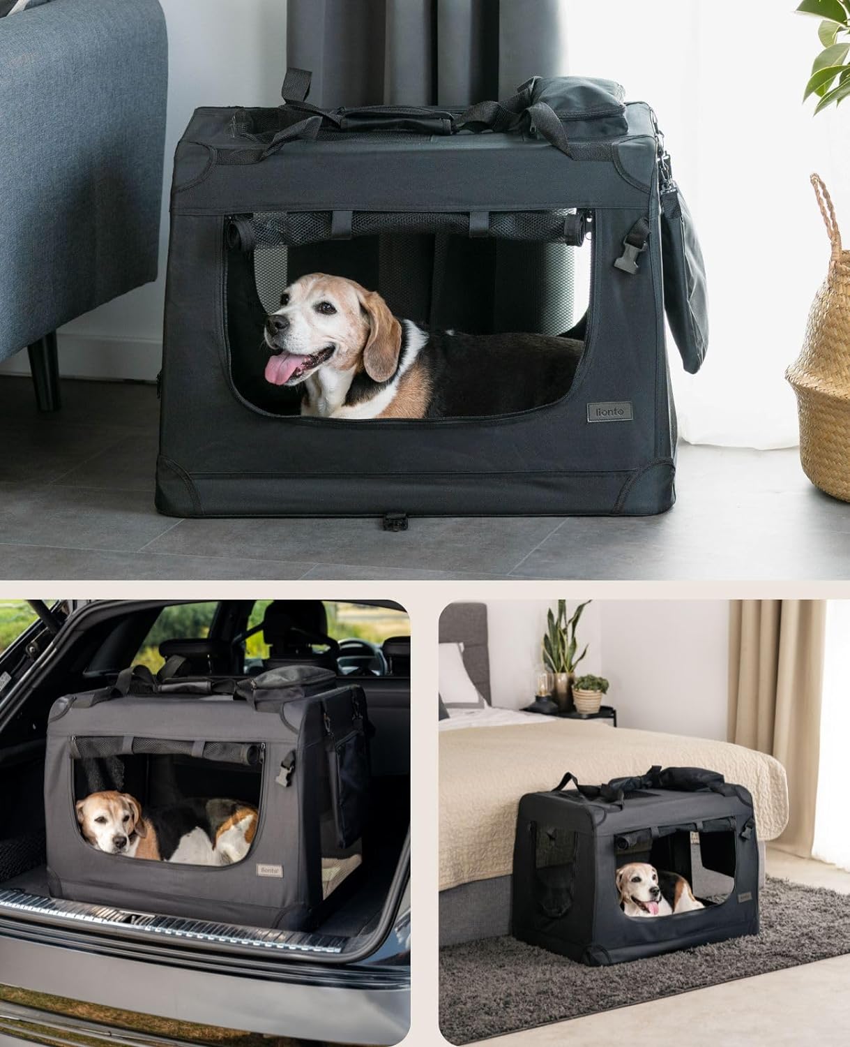 Hundetransportbox, Schwarz, 3 - M: 70x52x50 cm