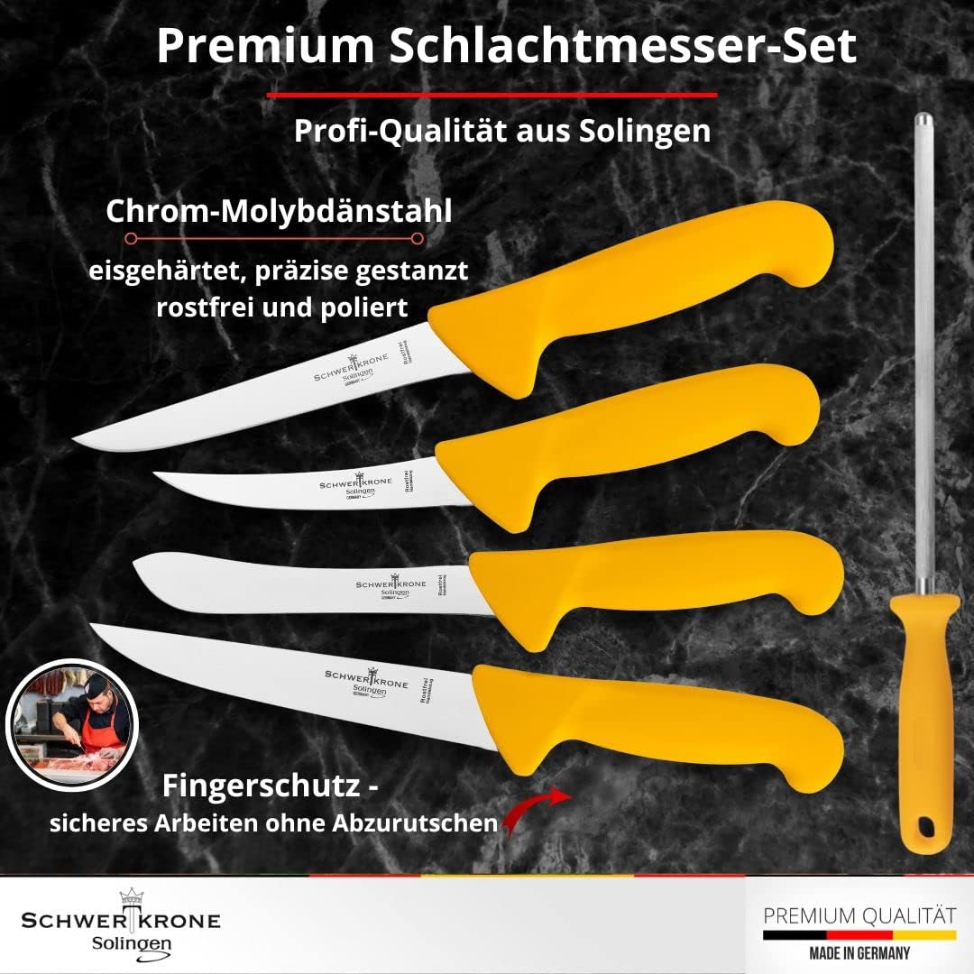 5-teiliges Metzgermesser-Set inkl. Wetzstahl, 5-teiliges Set