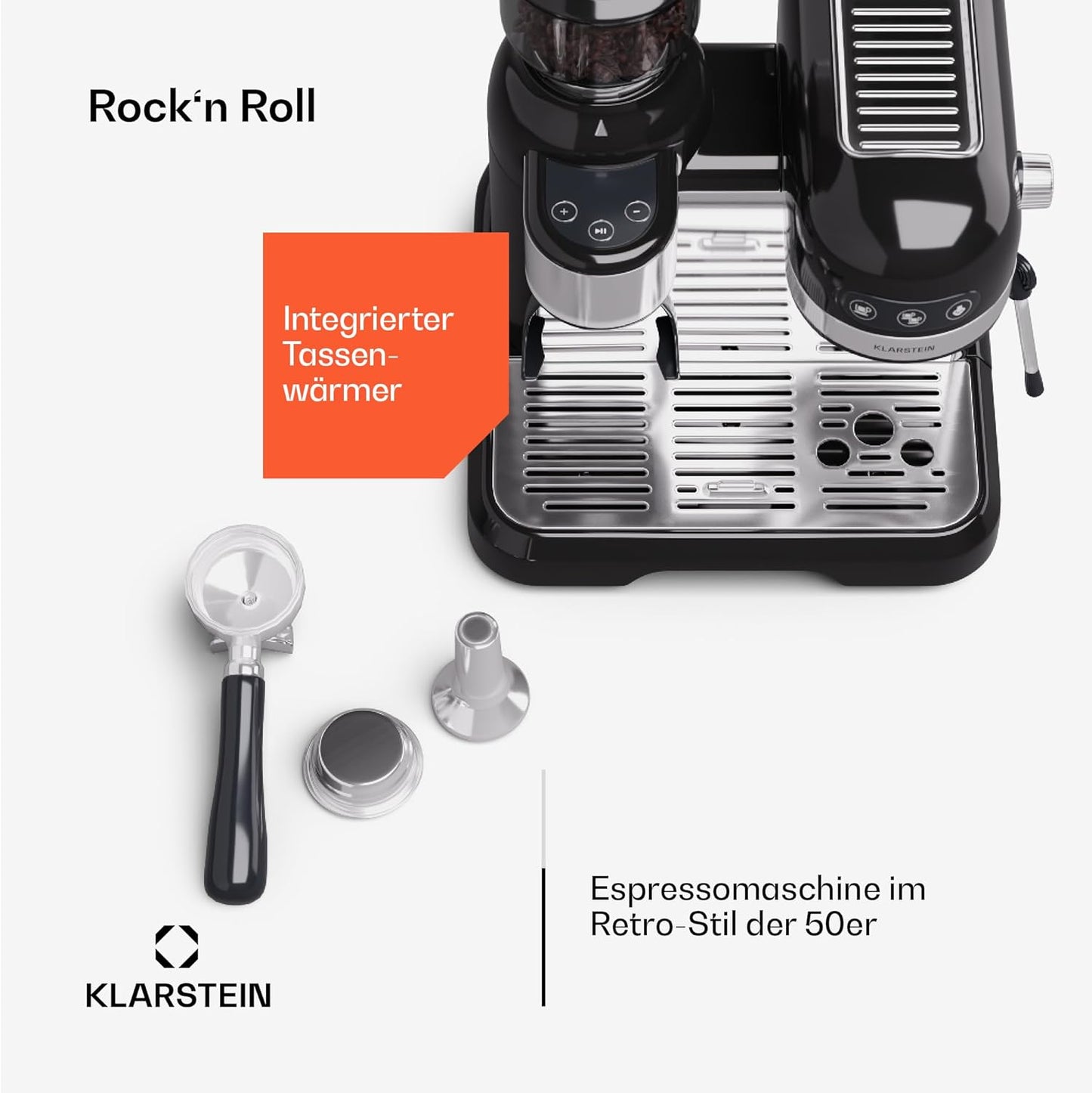 Espresso Siebträgermaschine mit Milchaufschäumer, Schwarz Bella Café