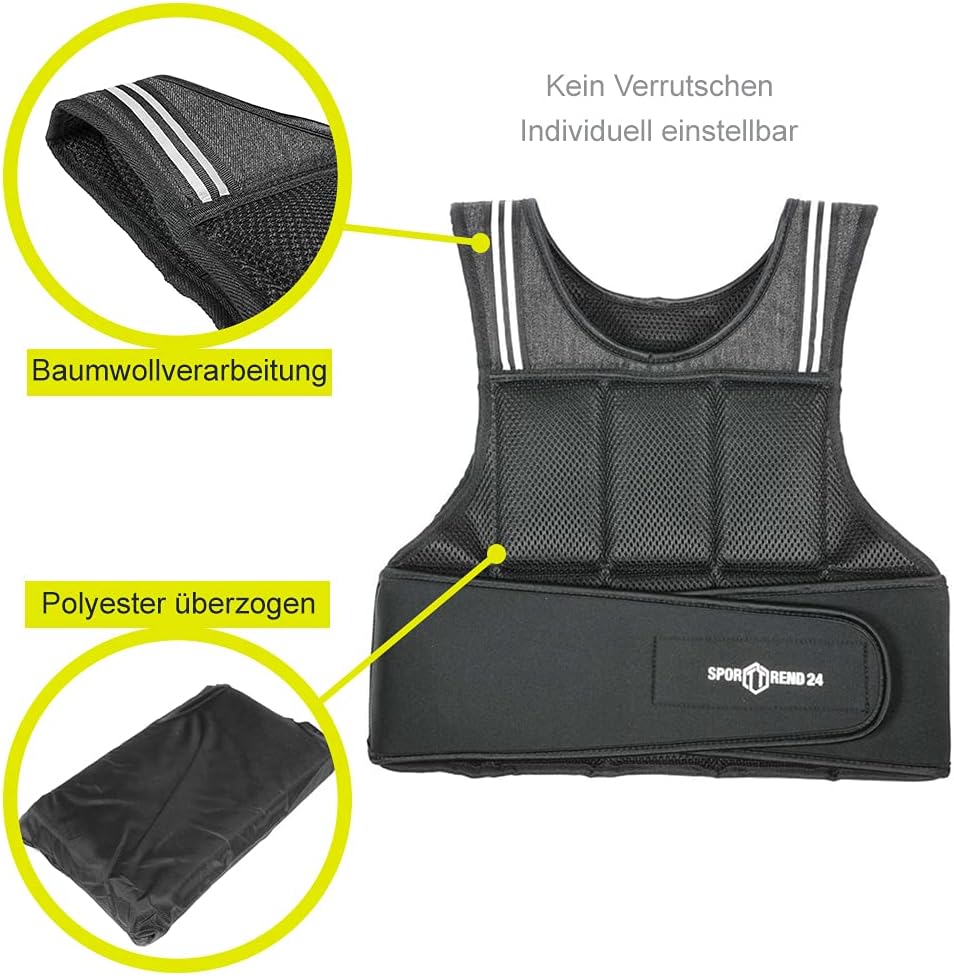 Gewichtsweste, 8KG Weste Schwarz