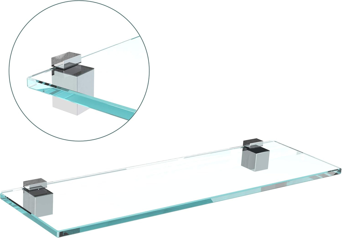 Glasregal Badablage mit Chromhalterung (60x20 cm), 60x20cm Klarglas + Halterung G - Chrom Glanz Optik