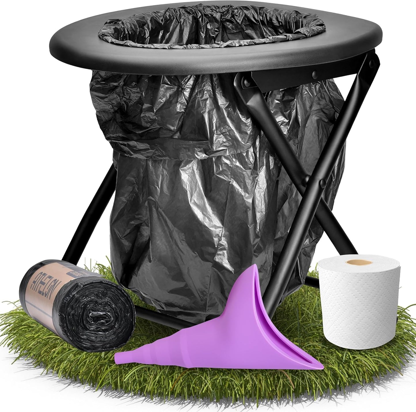 Faltbare Campingtoilette inkl. Beutel & Papier