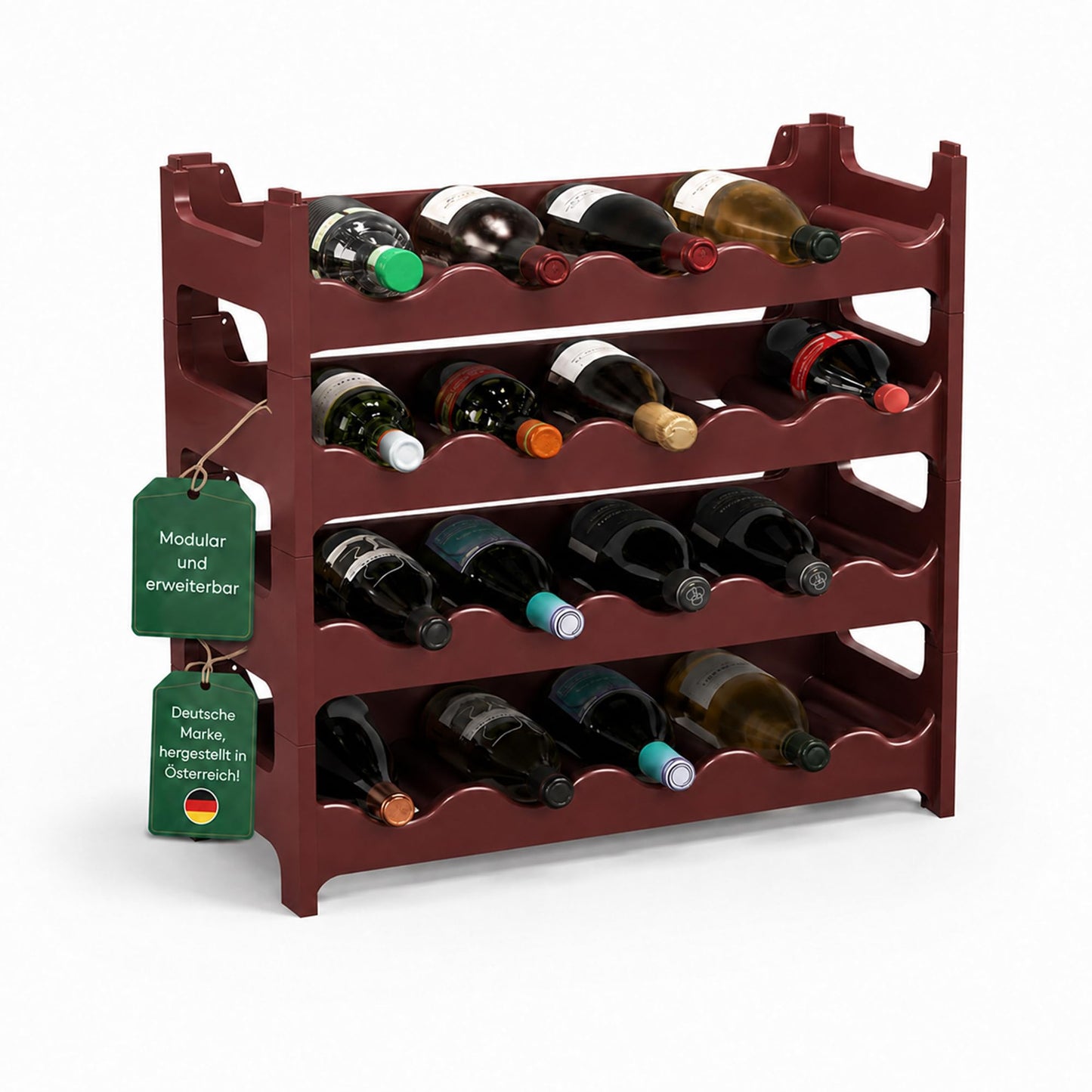 Modulares Weinregal für 24 Flaschen, Braun 24 Flaschen