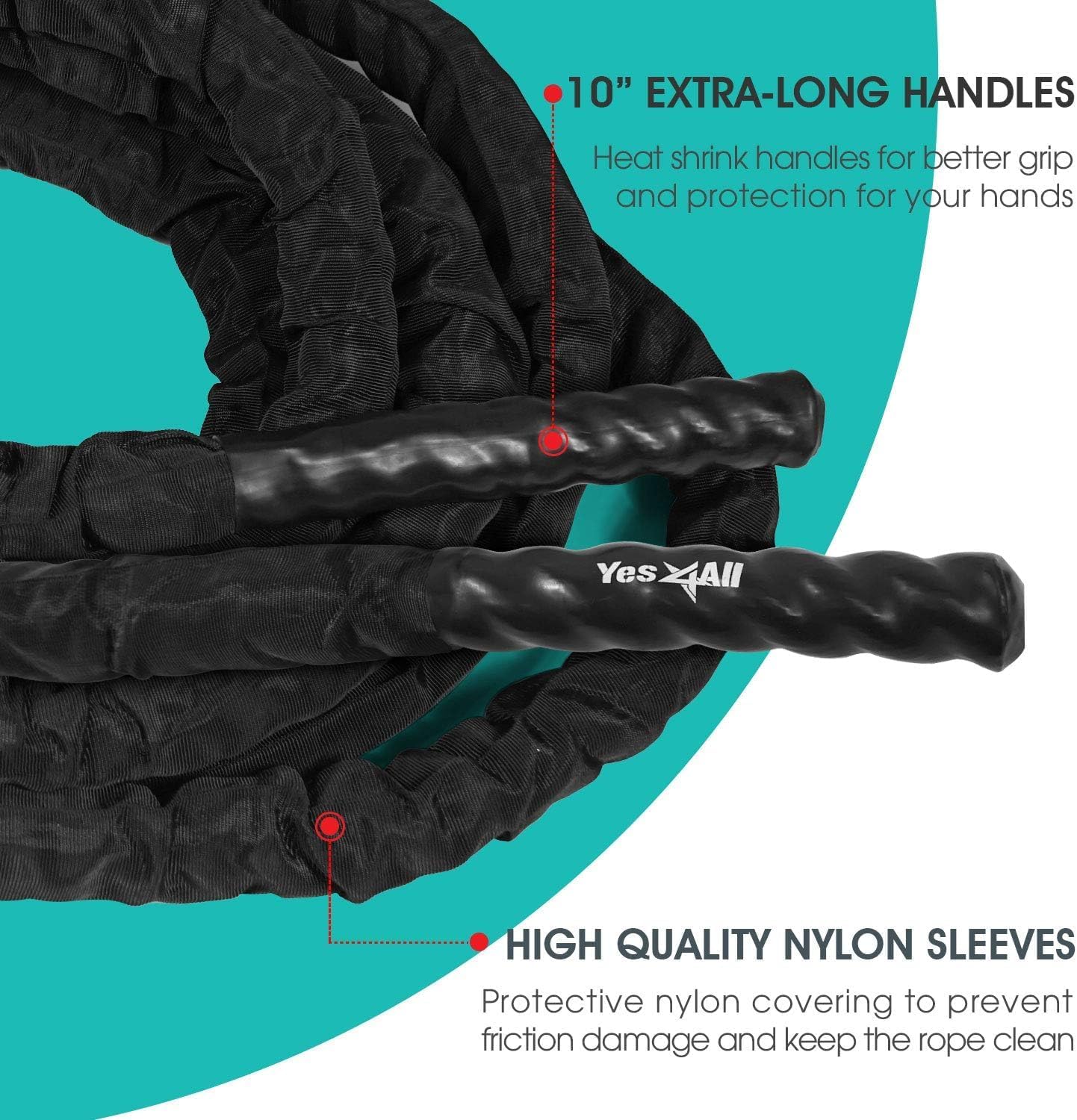 Battle Rope Trainingsseil, C.38mm - 15m Mit Schutzhülle - Anker