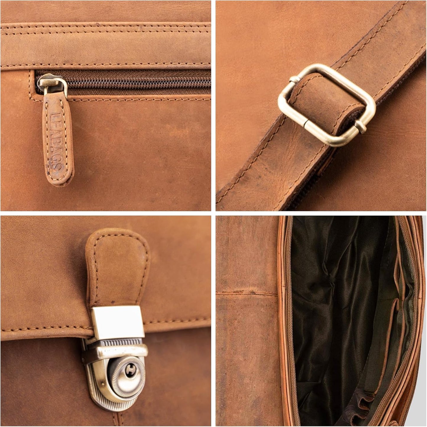 Vintage Leder-Umhängetasche, Texas Fox