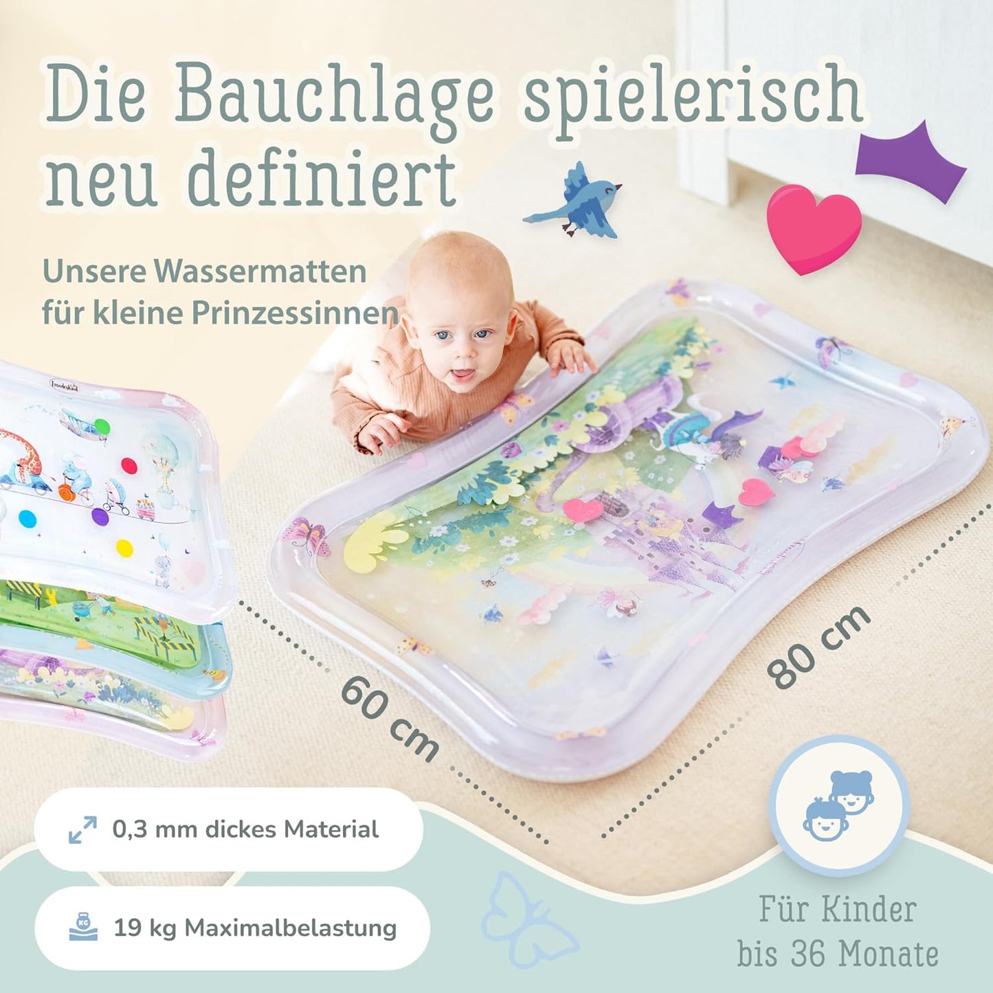 TummyTime Wasserspielmatte XXL Märchenschloss, Märchenschloss (Lavendelrosa)