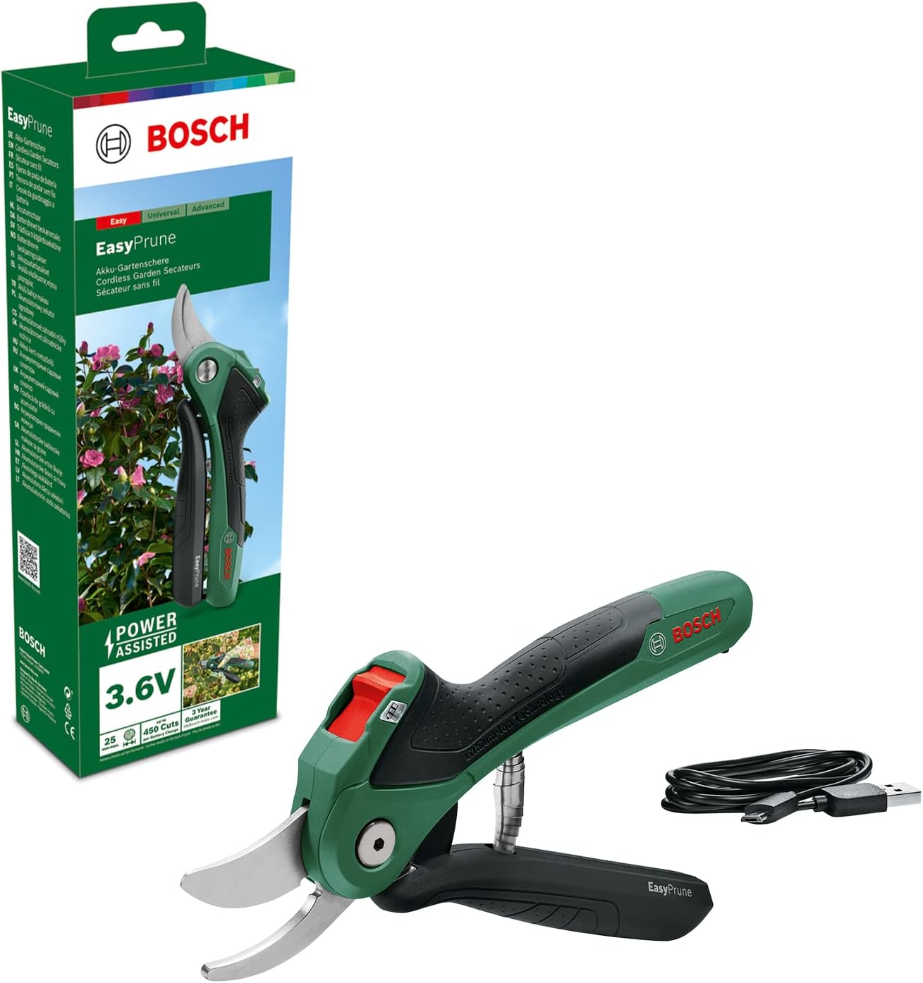 Akku-Gartenschere EasyPrune, 450 Schnitte/Akkuladung, Neues Design