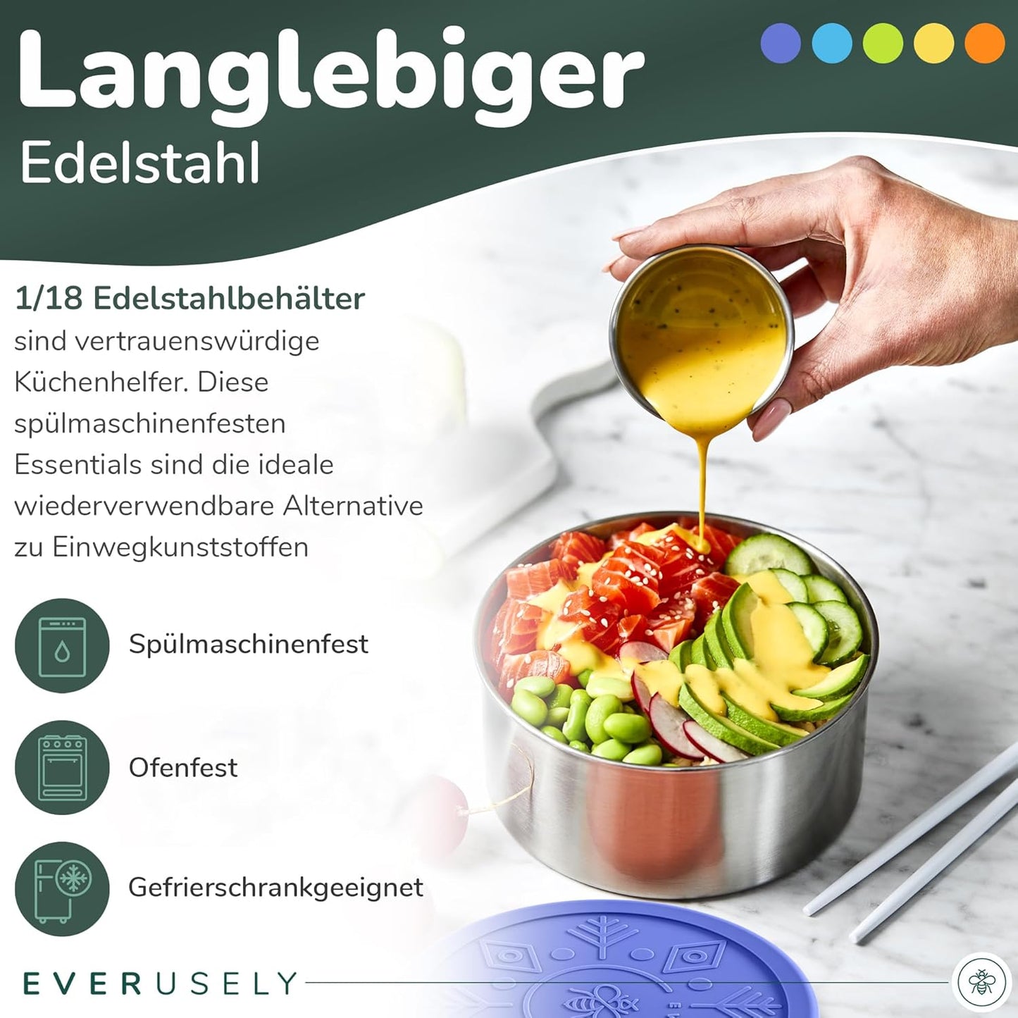 5er-Set Snackboxen mit Deckel, Summer