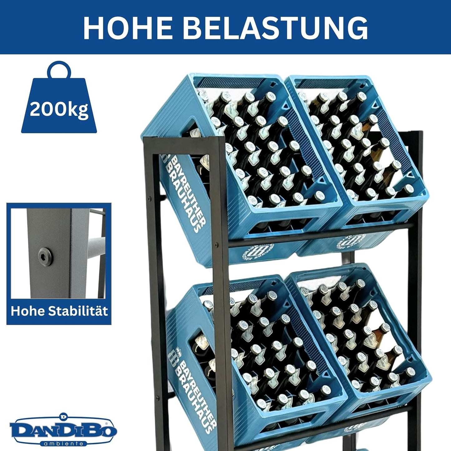Getränkekistenregal für 6 Kisten, 6 Kisten Breite 71 cm / Hoch 141 cm