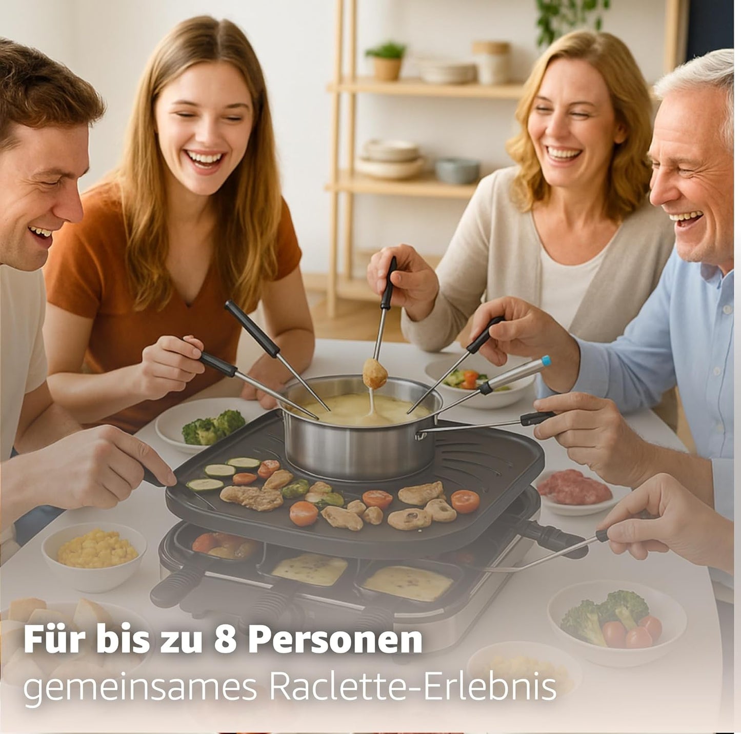 Raclette-Fondue-Set für 8 Personen, Fondue Set