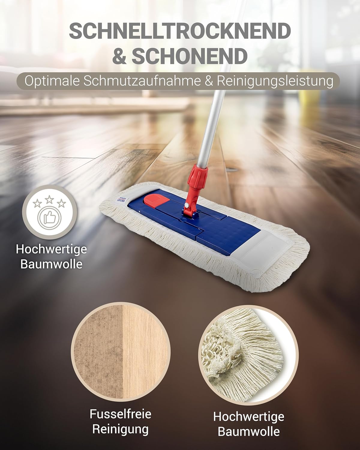 Profi Bodenwischer-Bezüge mit Aussenfransen, 5 Stück, 50cm 5