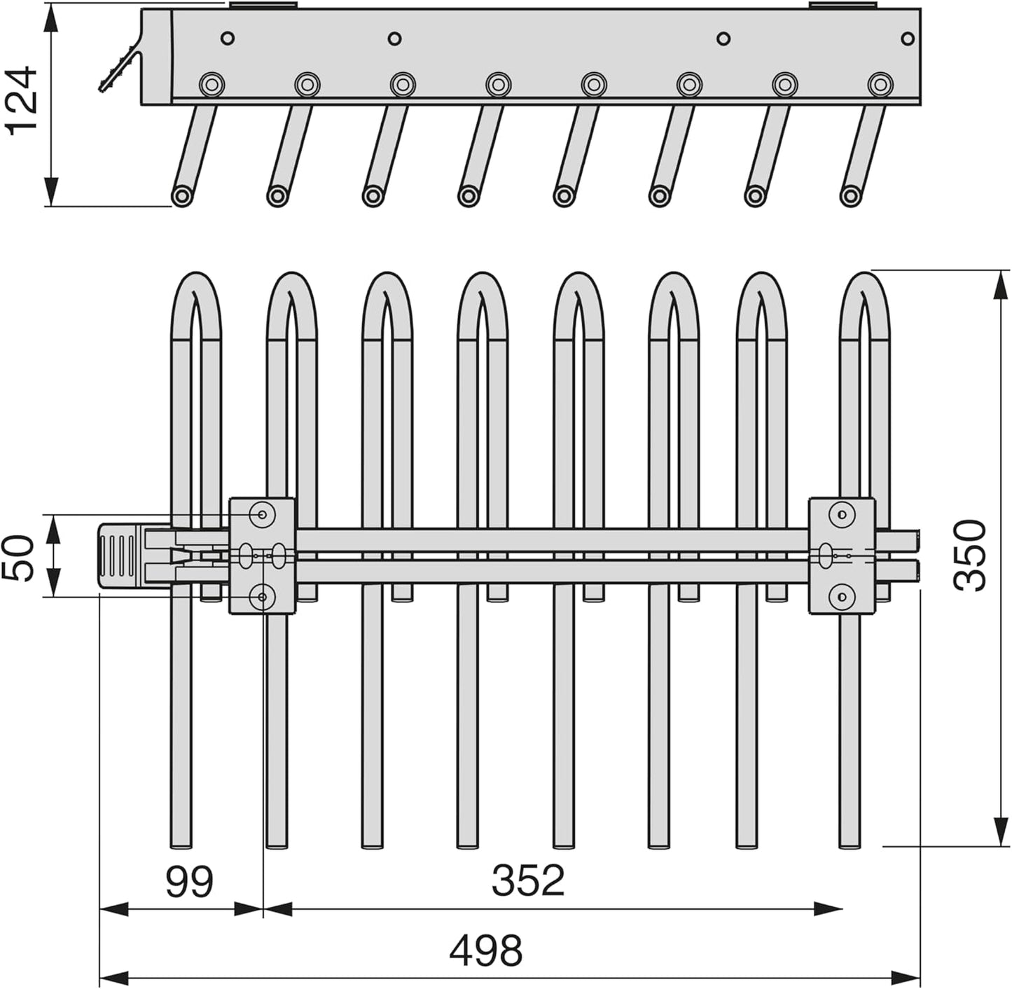Ausziehbarer Hosenbügel, Linken seite Titanium