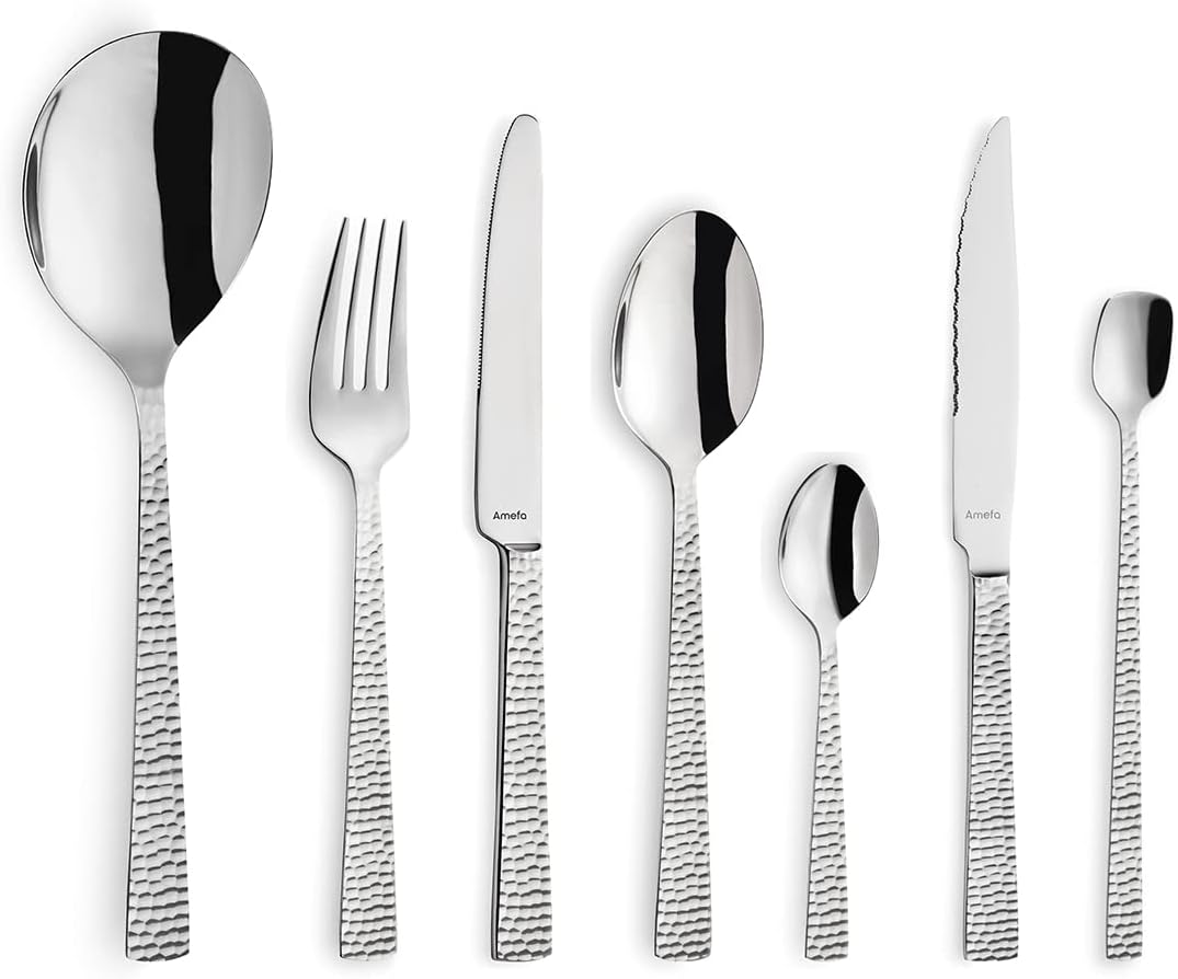 42-teiliges Besteckset mit gehämmertem Griff, 42-teilig Silber