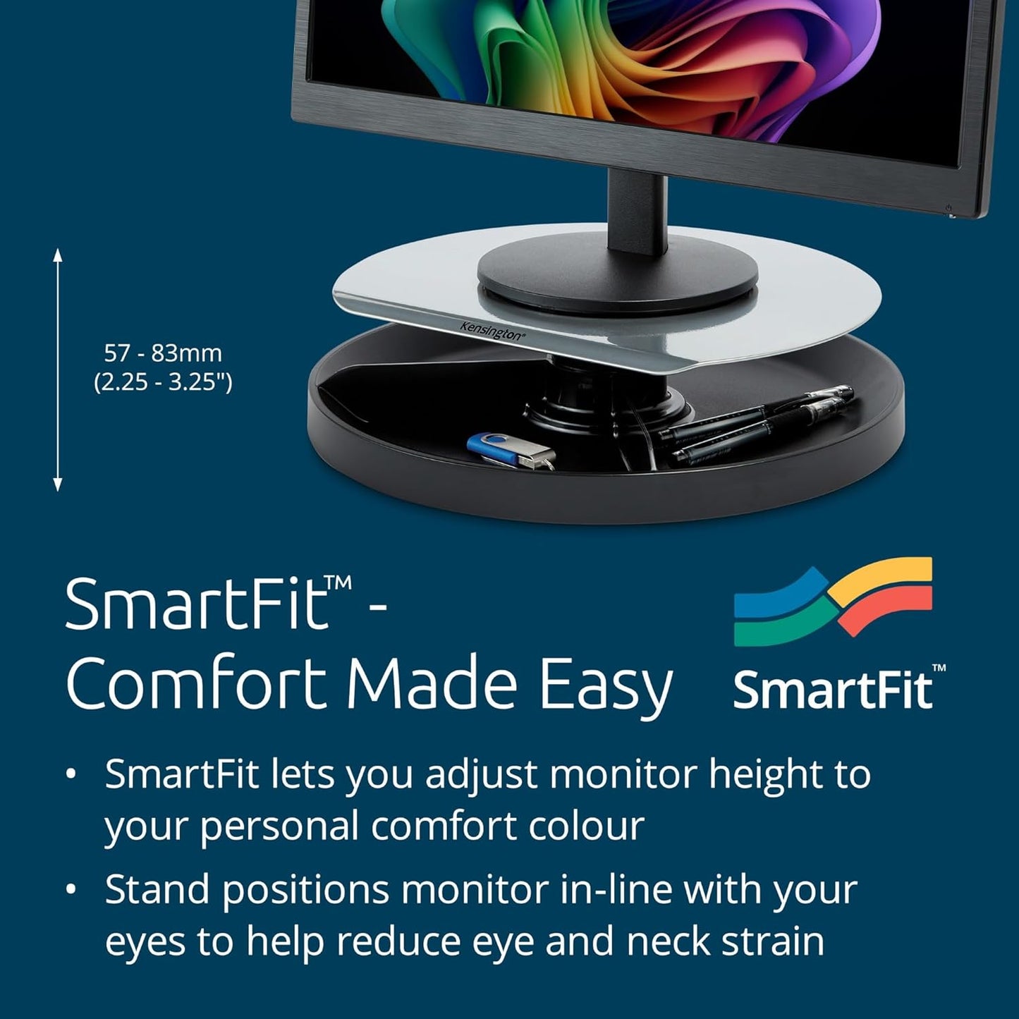 Drehbarer SmartFit Monitorständer, Grau Bis 18 kg Monitor Drehbar