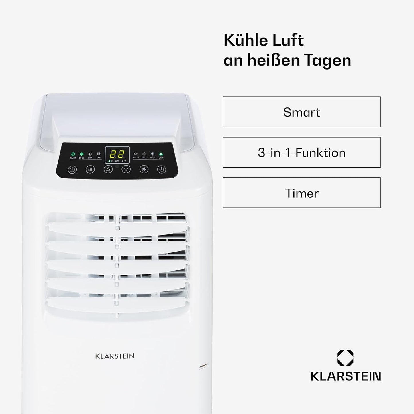 Mobile Klimaanlage mit App-Steuerung (3-in-1), Weiß Smart - 9000BTU