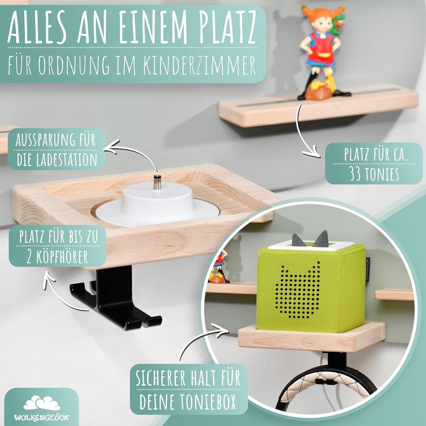 Tonie Regal Wolke für Toniebox und Figuren, 33 Tonies