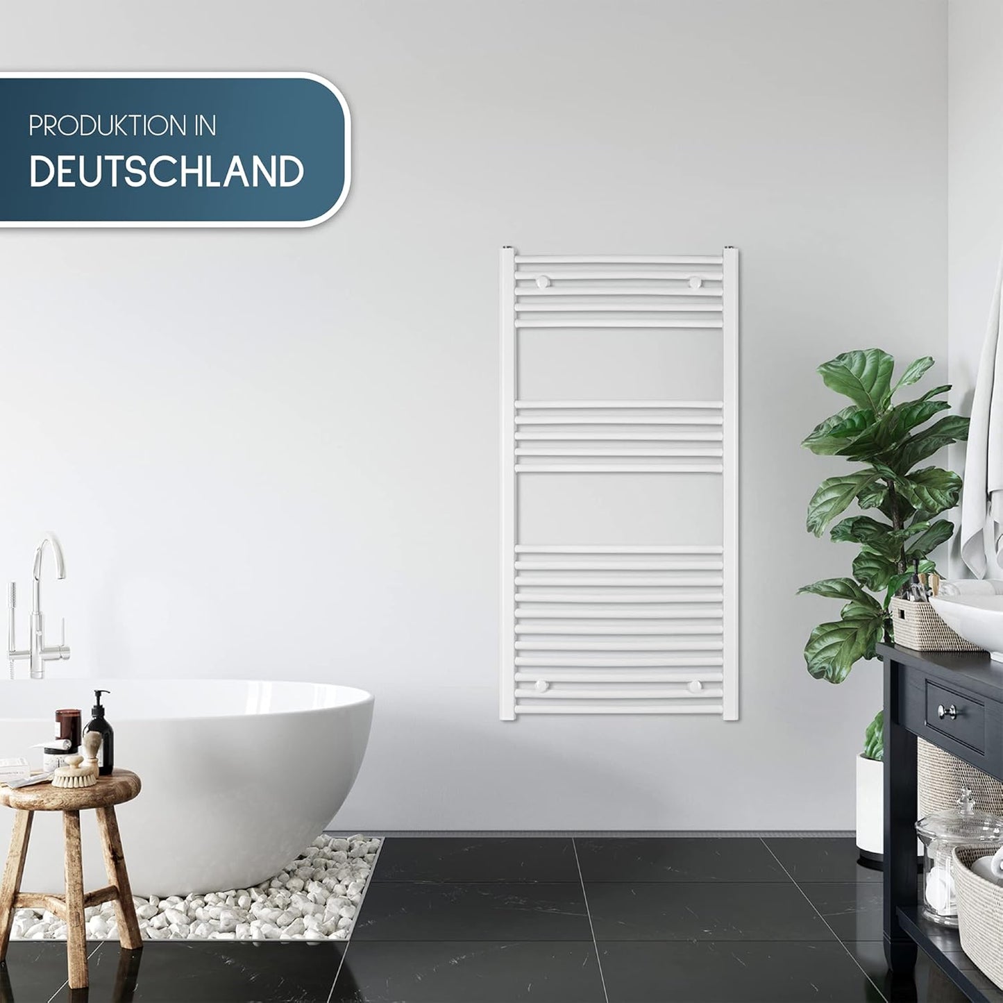 Elektrischer Handtuchheizkörper mit Timer-Funktion, weiss/gerade 1175h x 500b